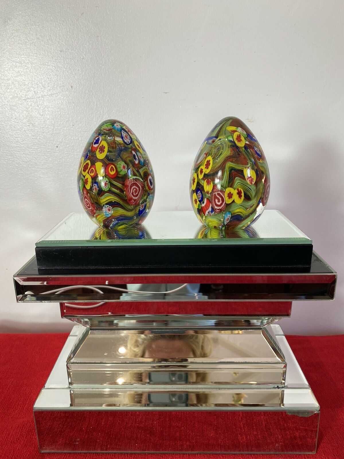 Rare Pair Of Baccarat Multi Coloured Modular Globe Domed Paper Weights photo furniture