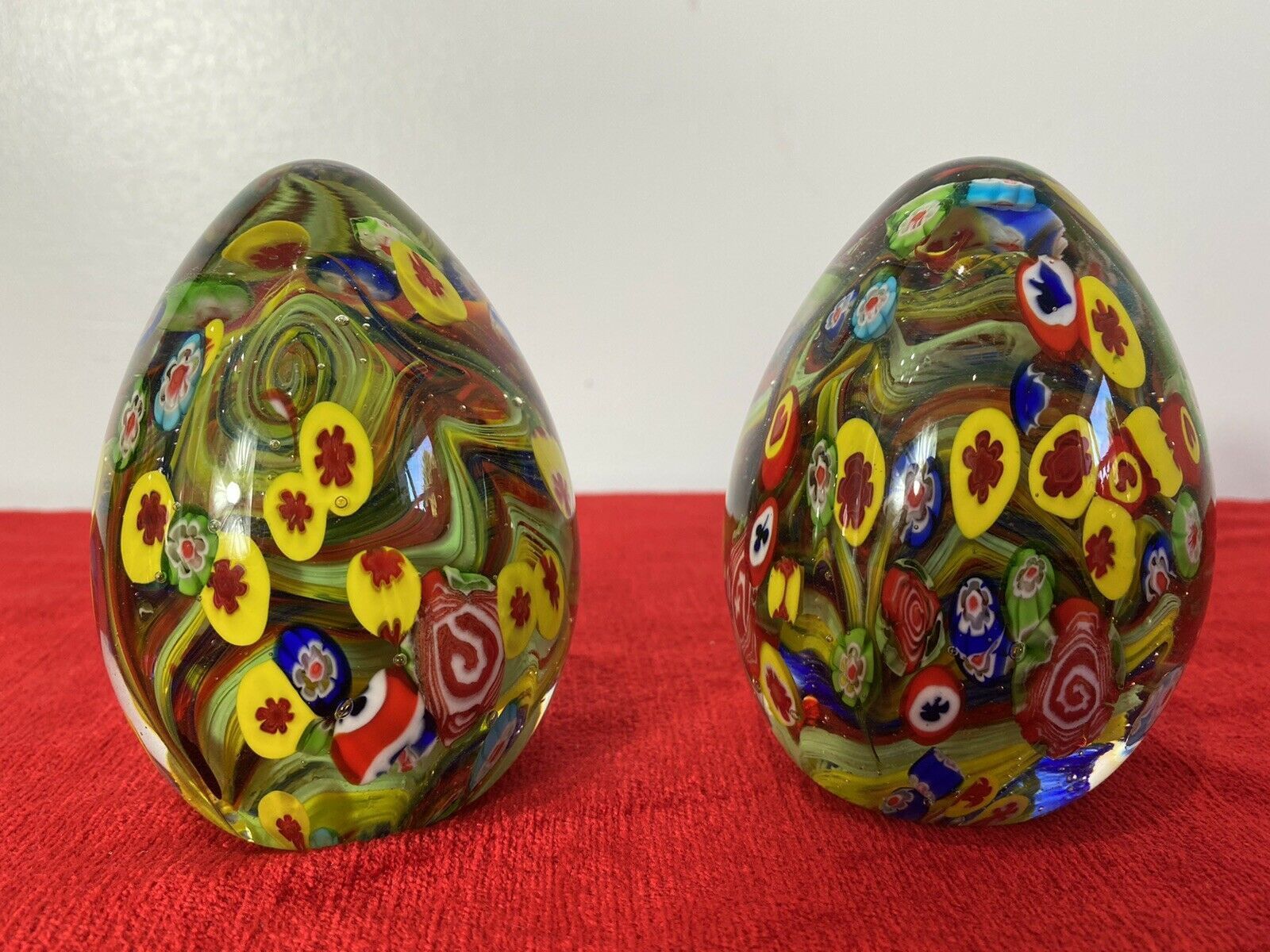 Rare Pair Of Baccarat Multi Coloured Modular Globe Domed Paper Weights photo vinterior
