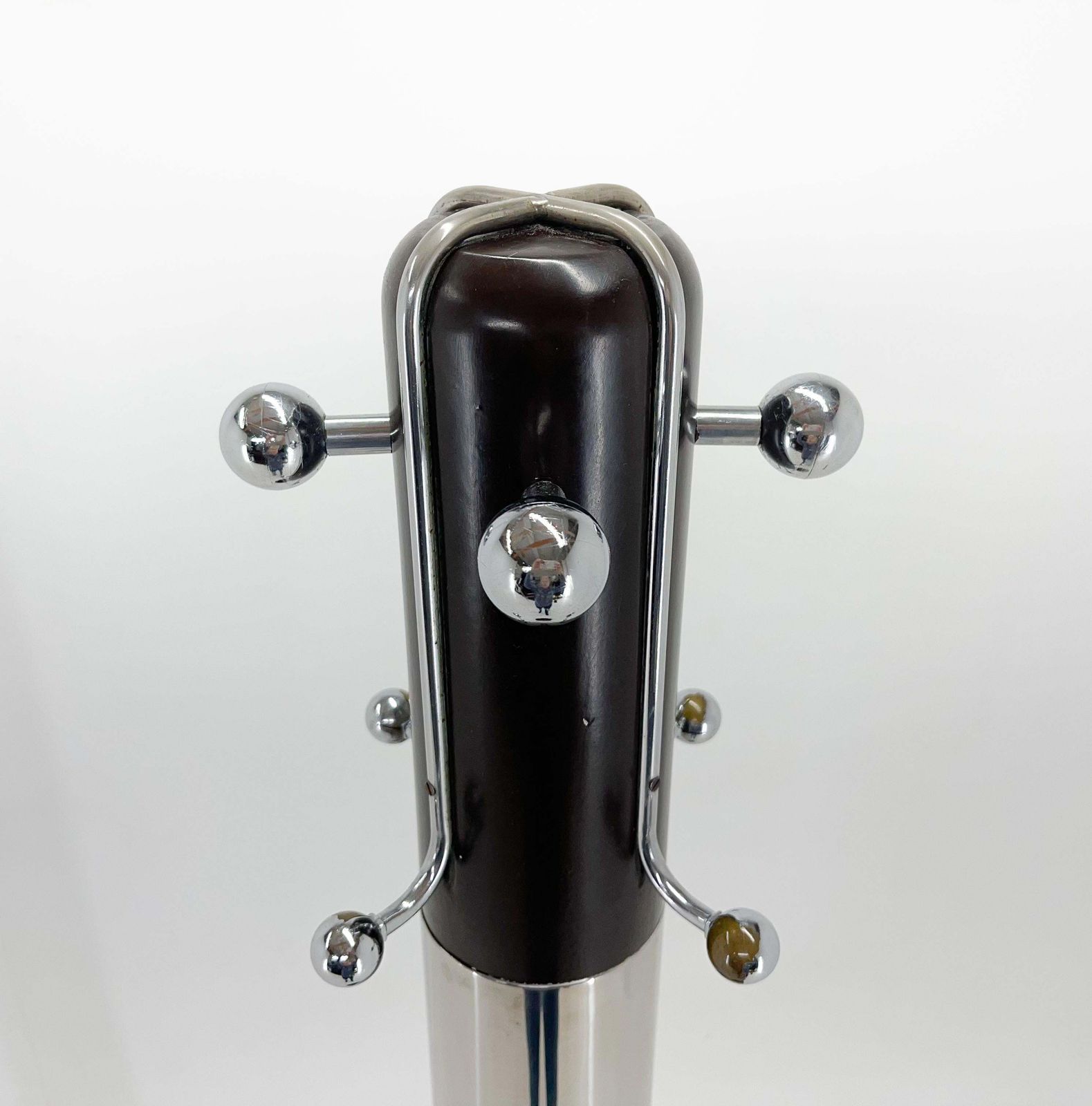 Mid Century Italian Chrome & Wood Coat Hanger photo vinterior