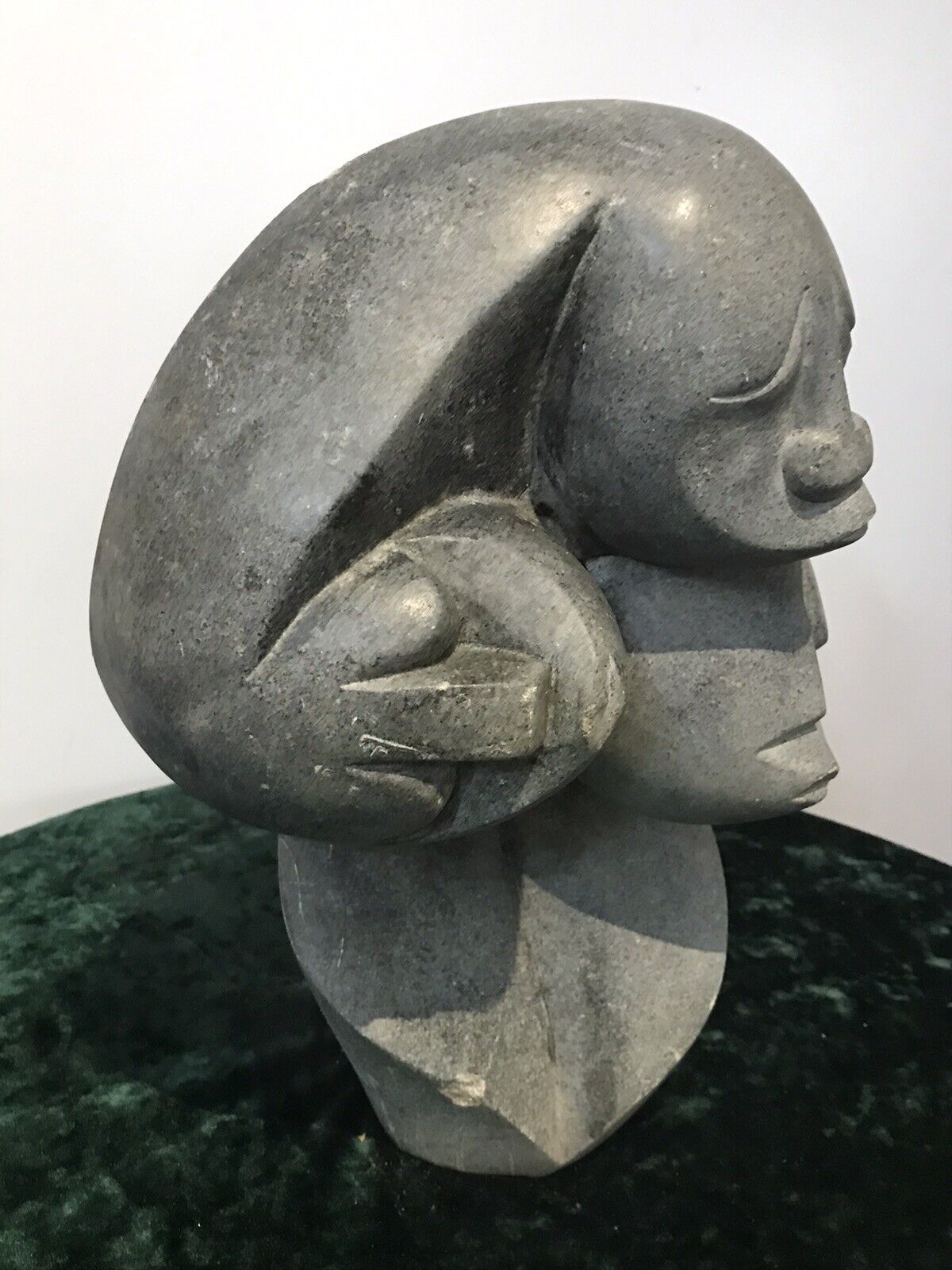 Fine Art 20th Century Carved 3 Heads Sculpture In The Style Of John Milne photo furniture