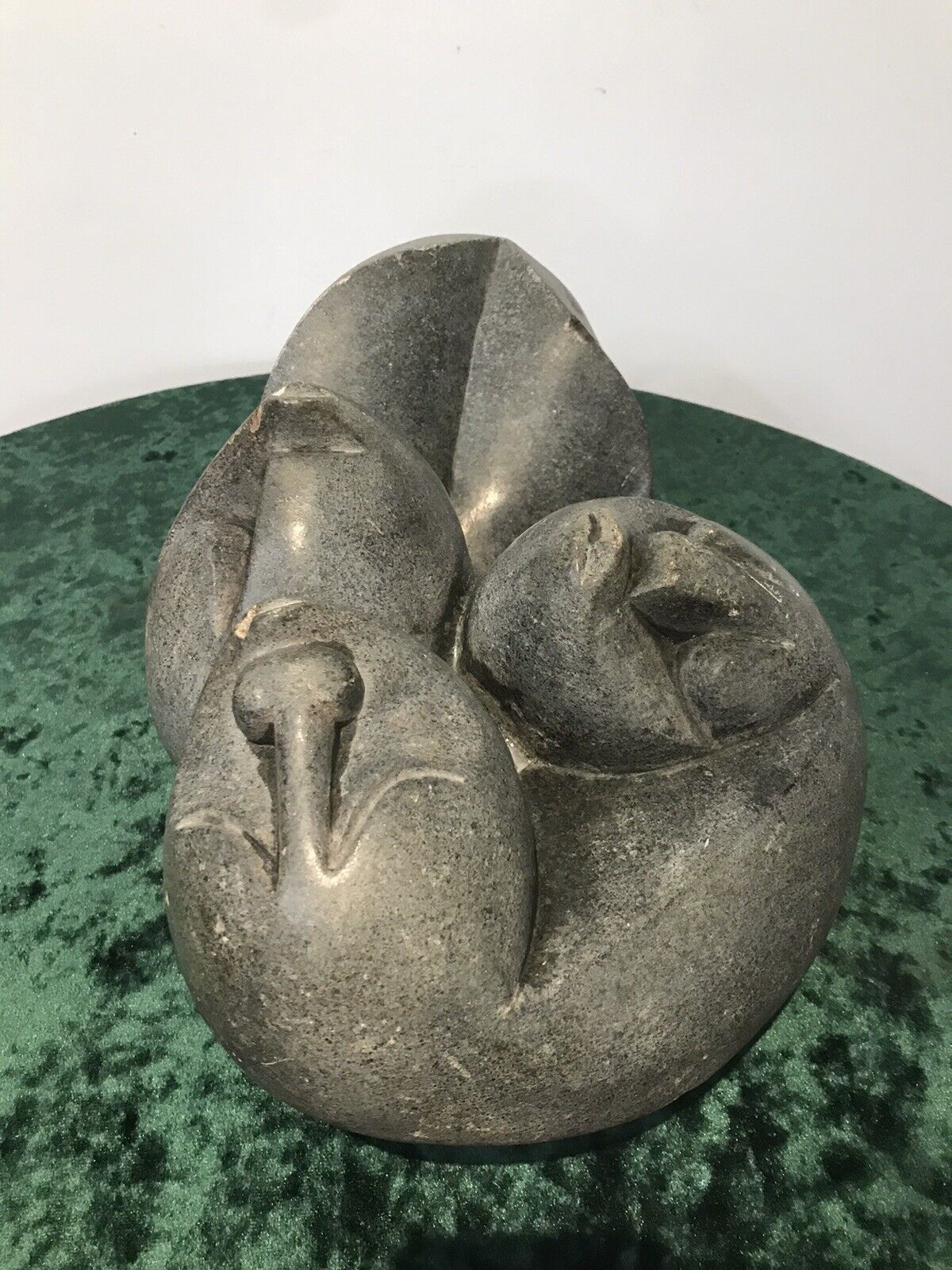 photo for sale Fine Art 20th Century Carved 3 Heads Sculpture In The Style Of John Milne