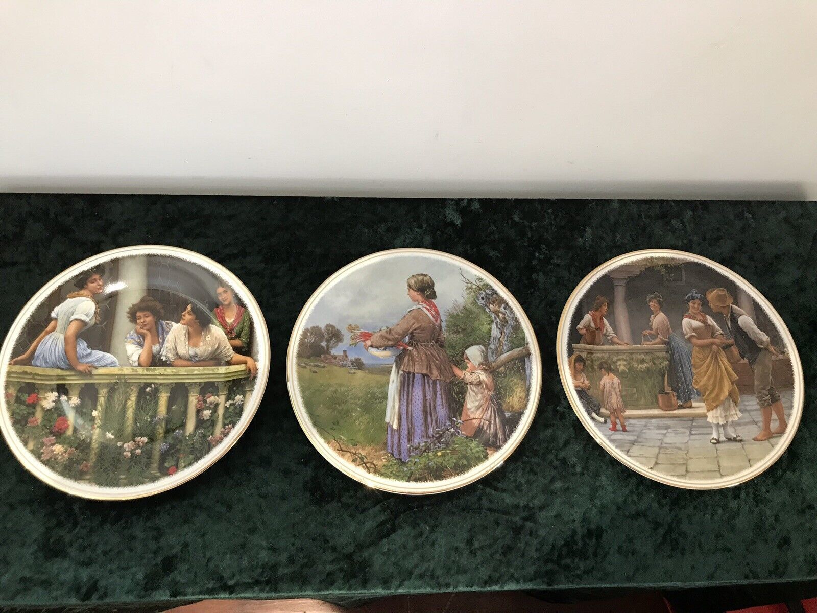 Collection Of 3 Decorative Porcelain Wall Plates photo vintage