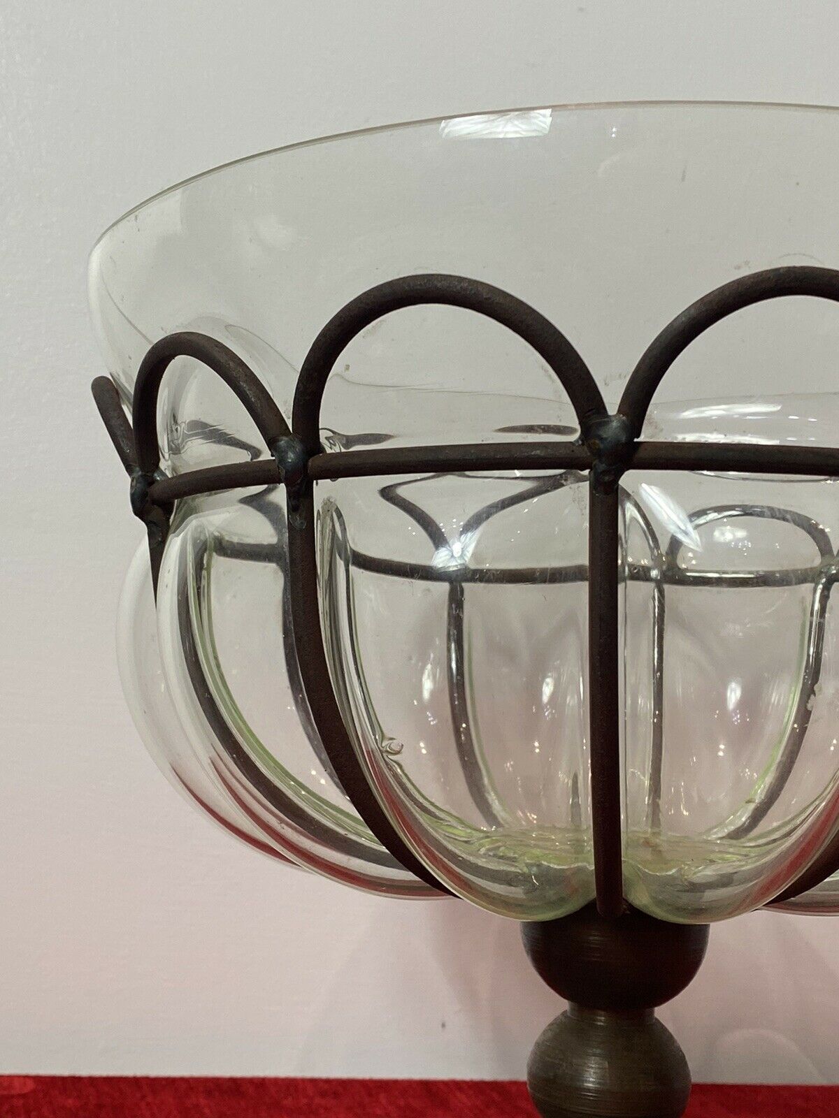 Daum And Majorelle Style Art Deco Blown Glass And Wrought Iron Centrepiece Bowl photo buy