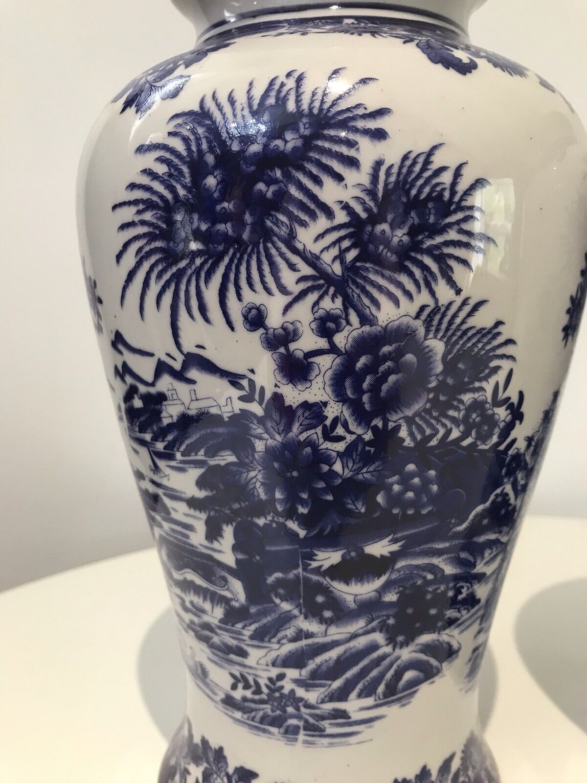 Pair Of Fine Landscape Oriental Pictorial Scene Porcelain Glazed Vases photo buy