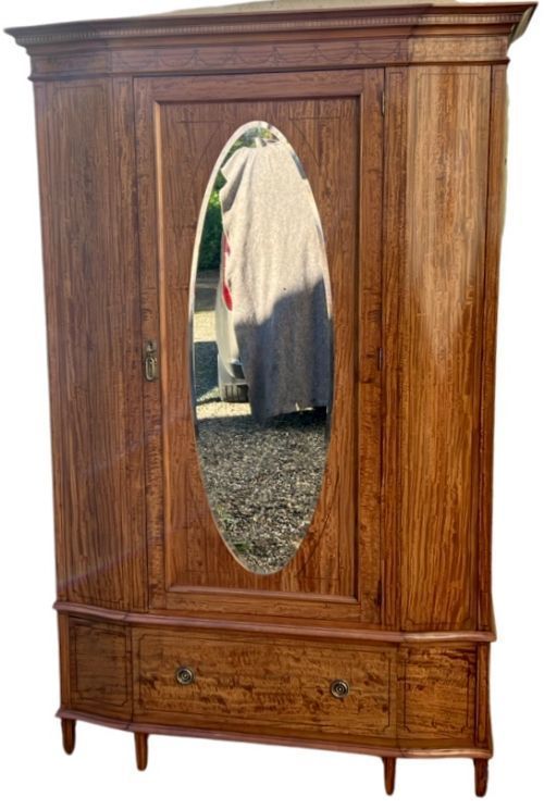 Quality Edwardian Satinwood & Inlaid Wardrobe