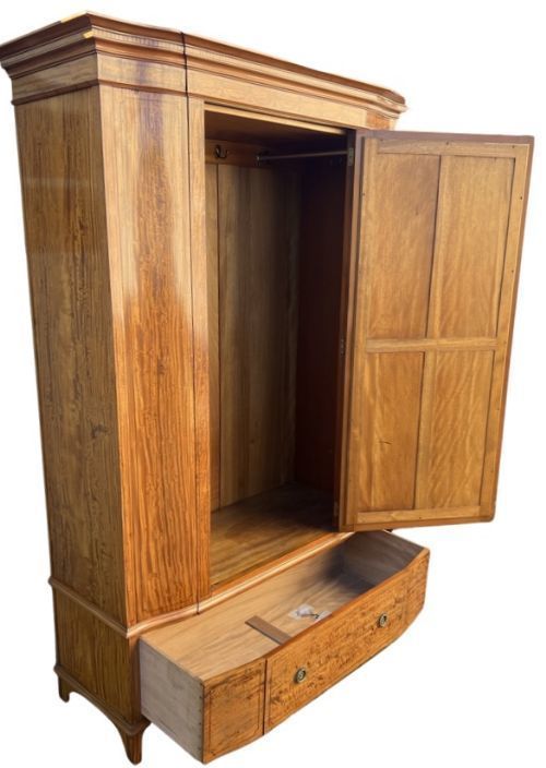 Quality Edwardian Satinwood & Inlaid Wardrobe photo 985.0
