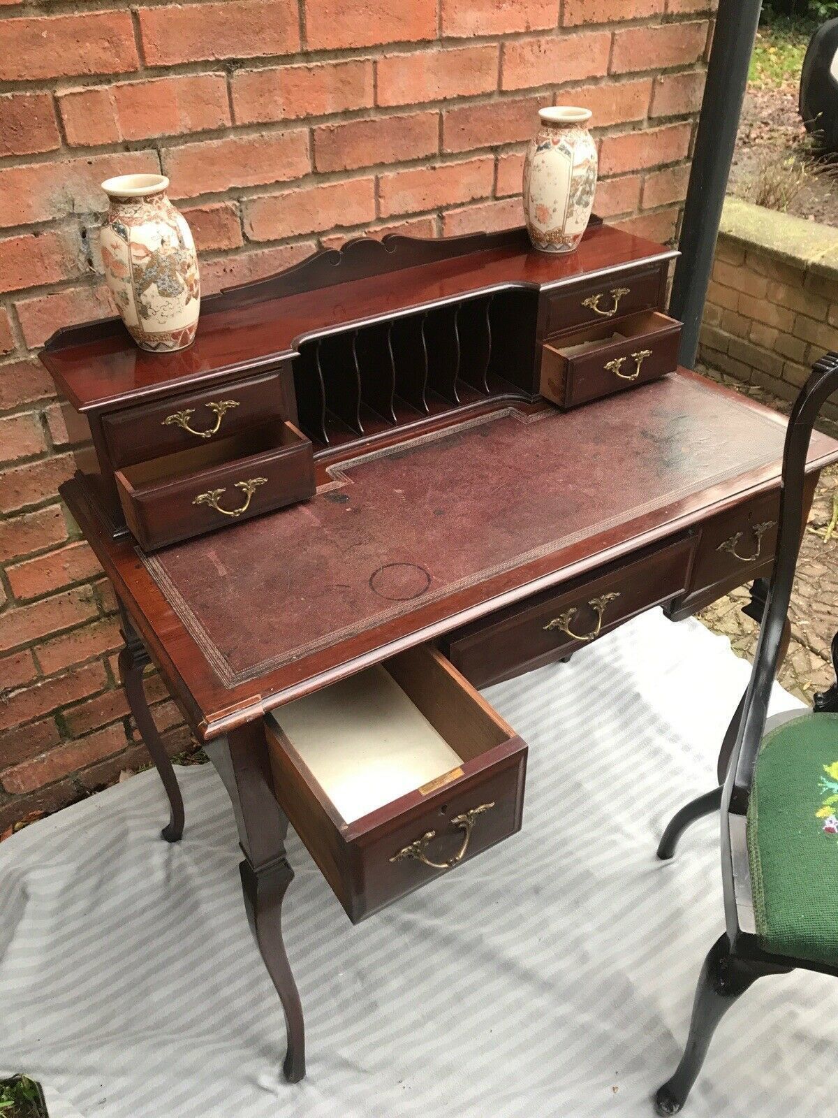 Ladies Period Art Nouveau Spanish Mahogany Writing Table With Chair photo furniture
