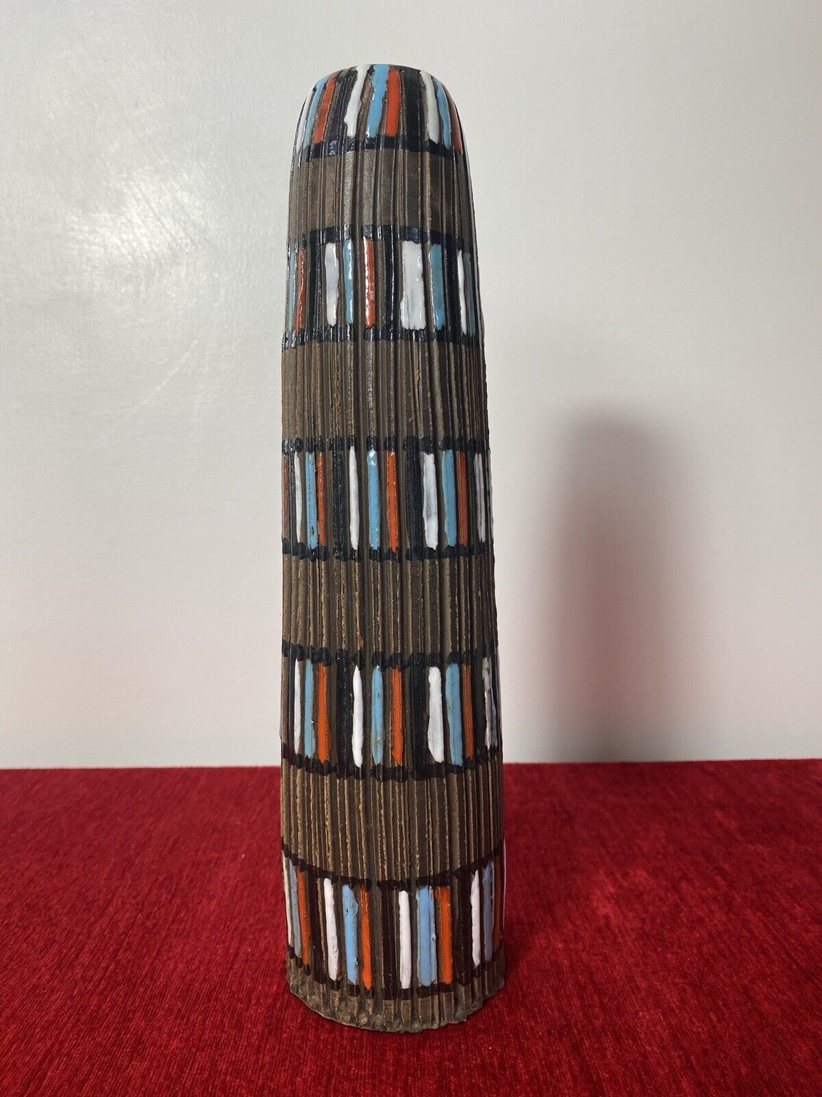 Italian Designer Mid Century Modern Textural Leaning Tower Of Pisa Inspired Vase photo vinterior