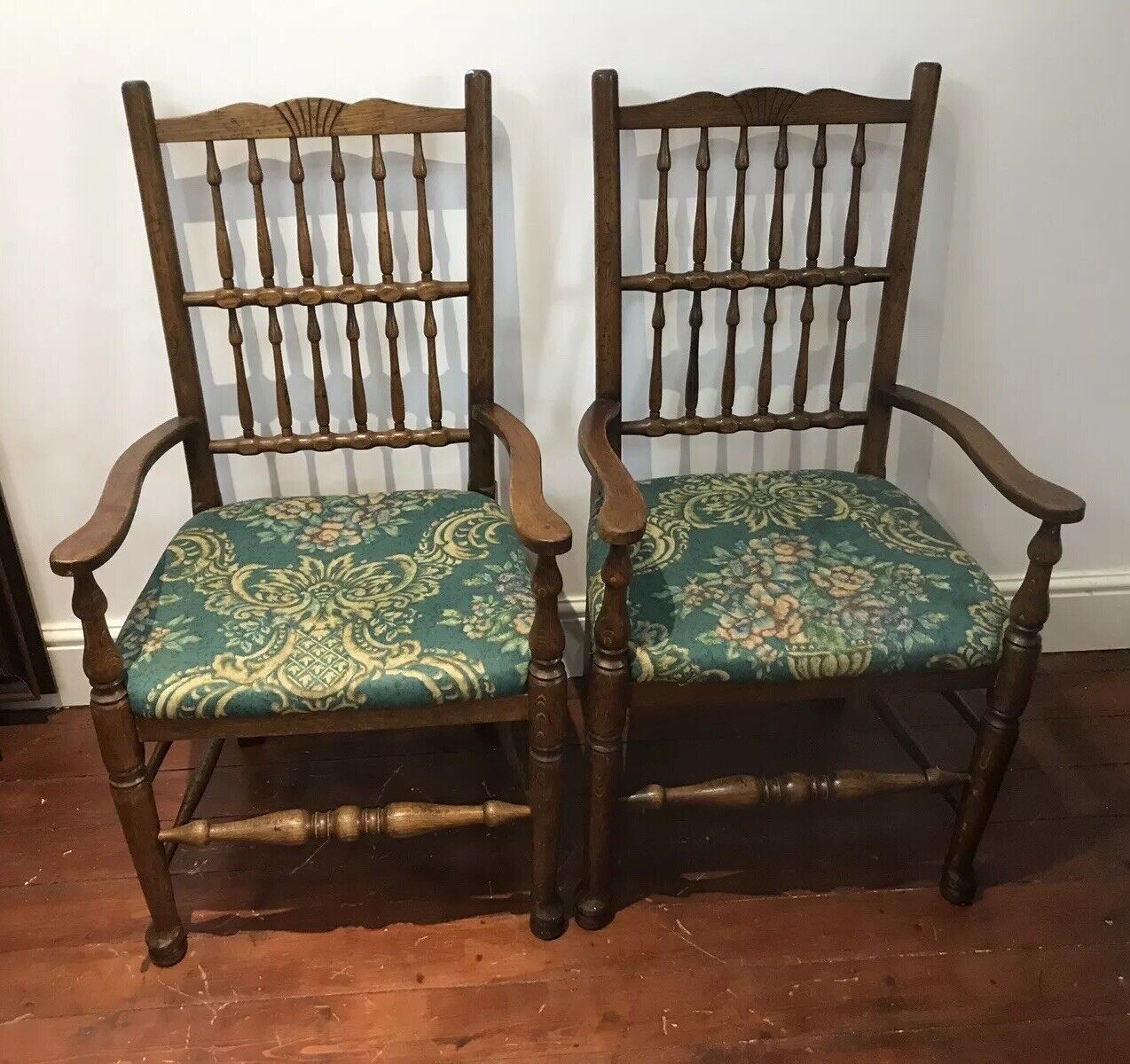 Fine Pair Victorian Spindle Back Clun Country Armchairs photo for sale