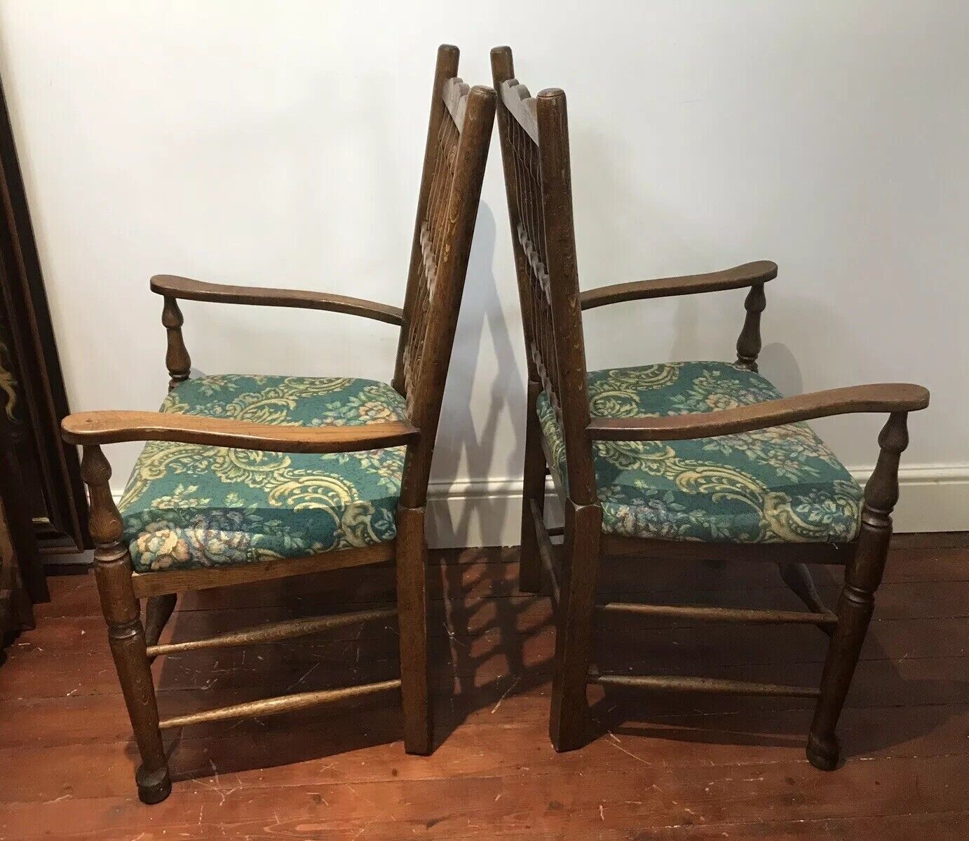 Furniture Fine Pair Victorian Spindle Back Clun Country Armchairs photo