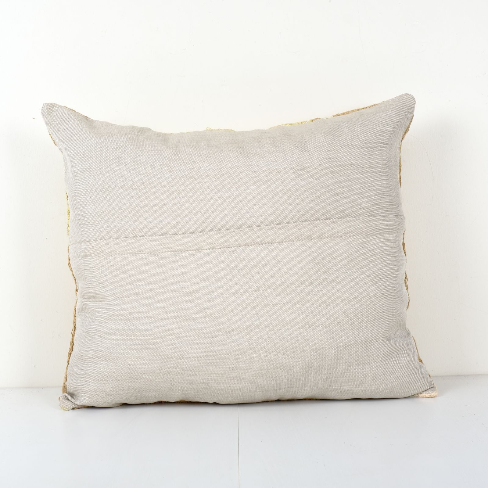 Suzani Yellow Square Pillow Case Fashioned From A Mid 20th Century Uzbek Suzani, Samarkand Cushion Cover 21'' X 25'' photo for sale
