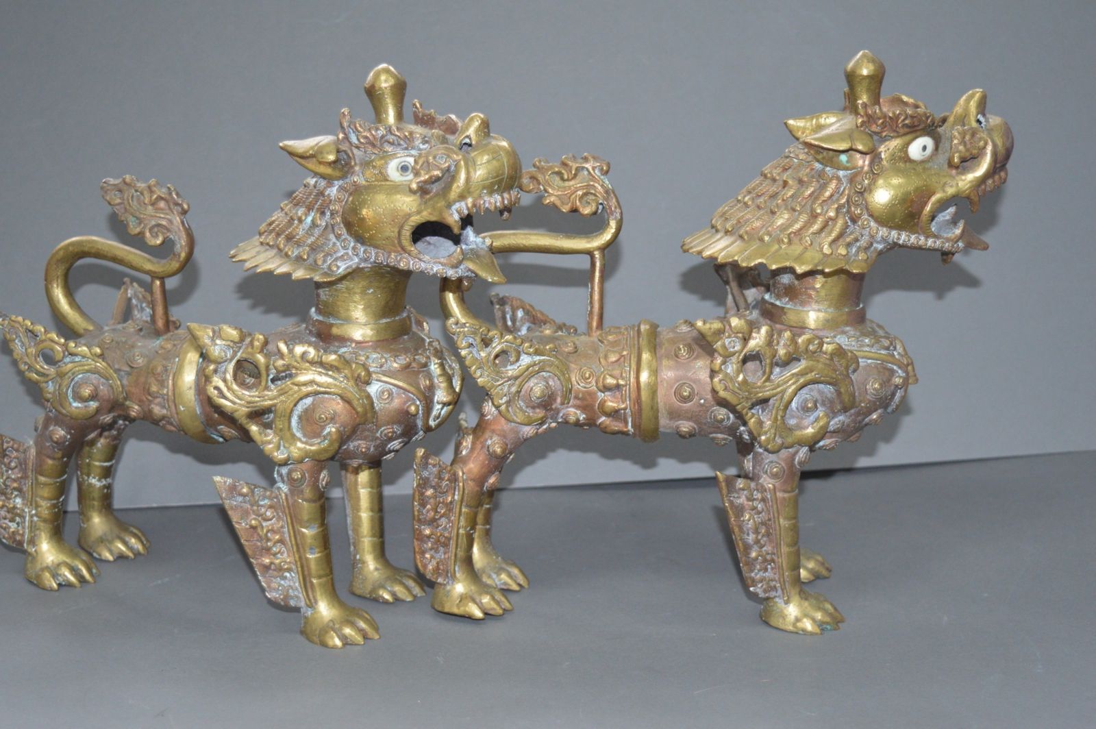 Art Pair Large Tibetan Temple Lions, C 1890 photo
