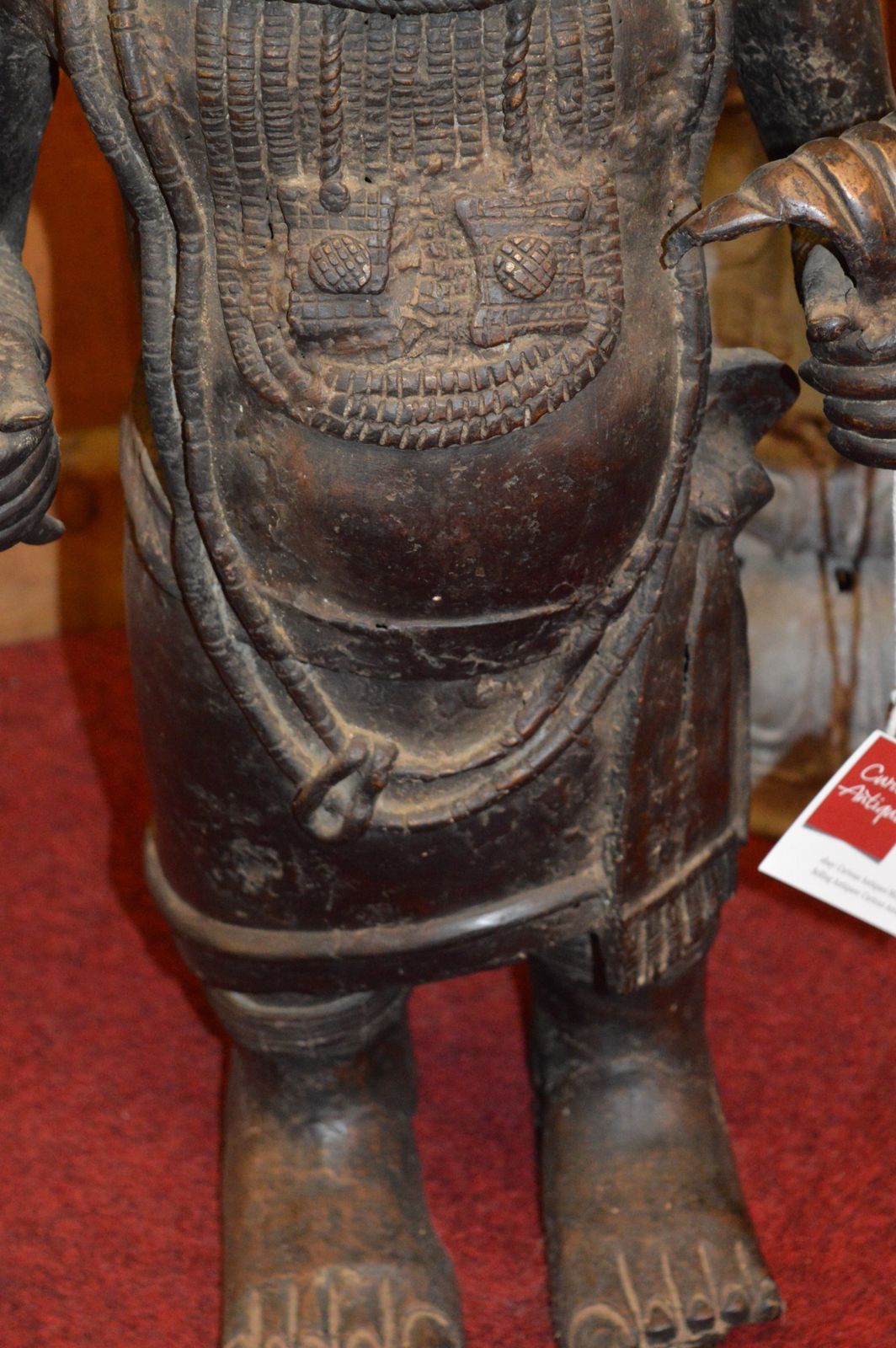 Large (77cm) African Benin Bronze Standing Warrior Statue, C1950 photo vinterior