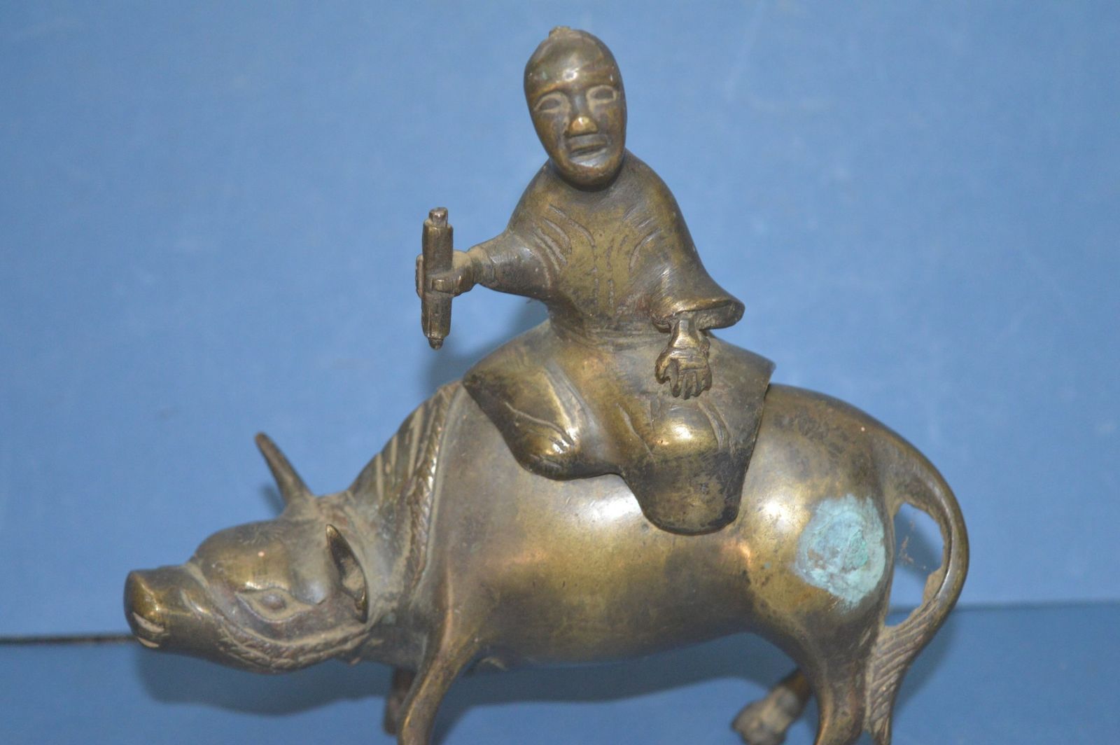 19th Century Chinese Bronze Figural Censer, C1880. Man Astride An Ox