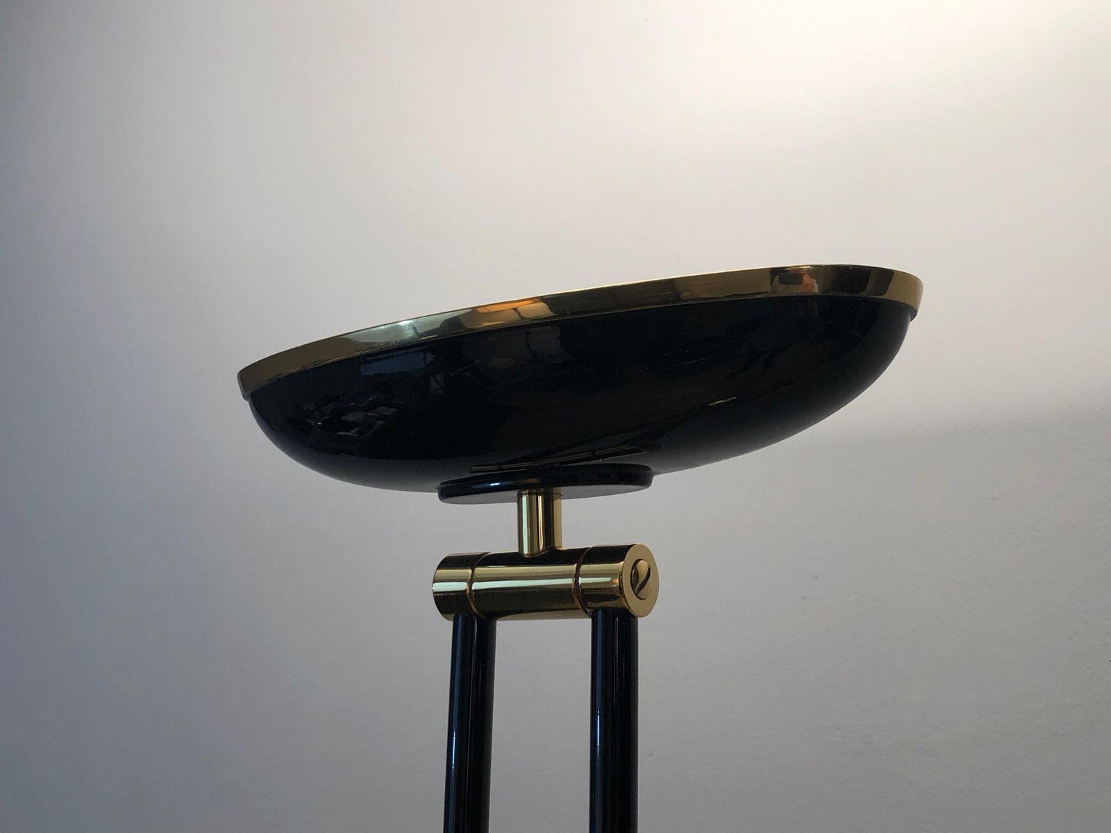 Halogen Parquet Floor Lamp In Black Lacquered Metal And Brass. French Work. Around 1970 photo Lighting