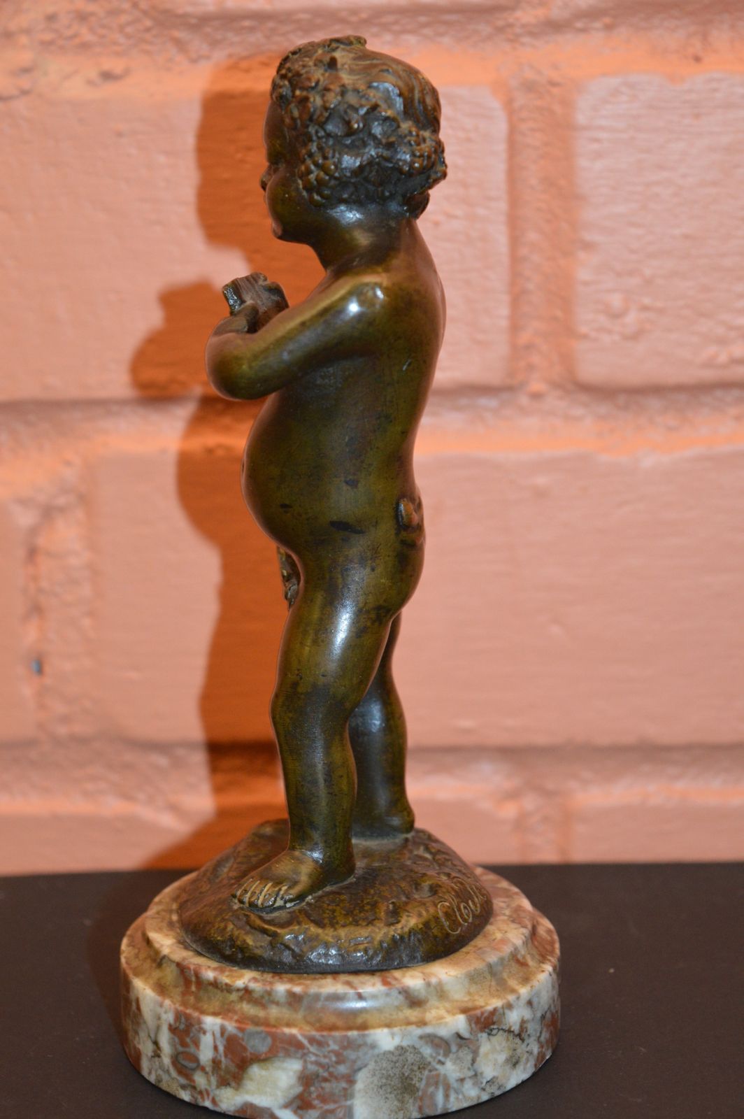 Grand Tour Bronze Cupid Statue Signed Clodion, C1800 photo buy