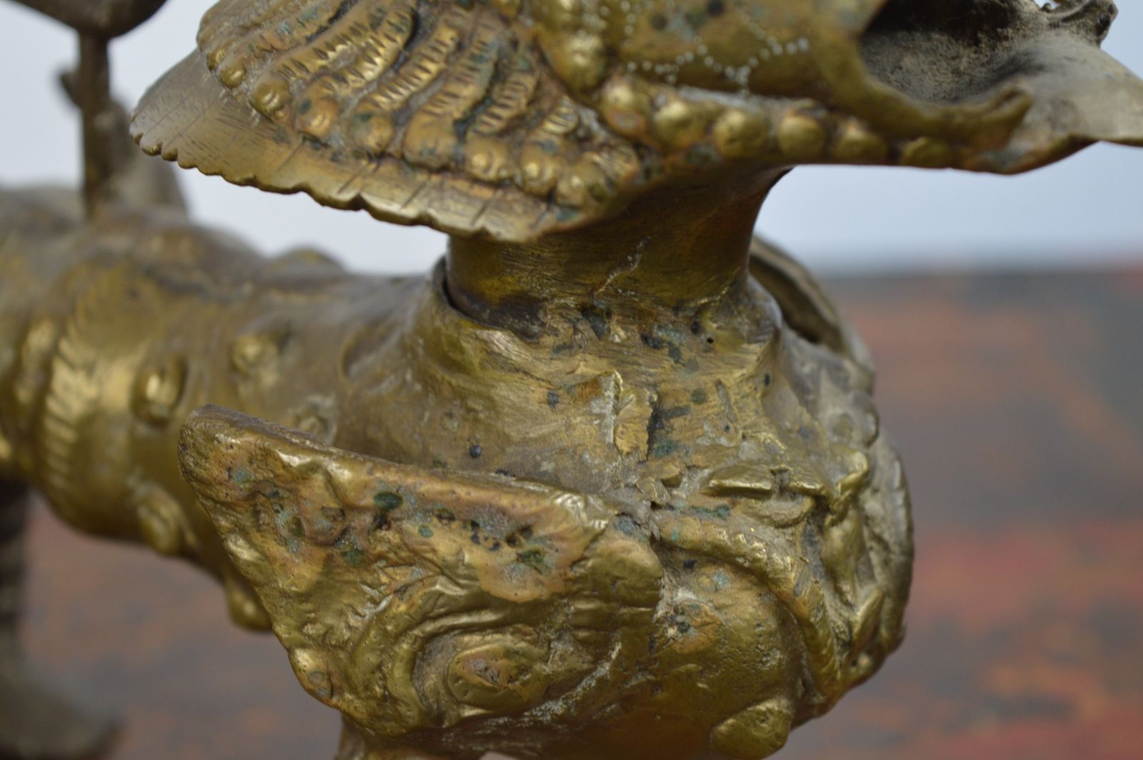 photo for sale Pair Tibetan Gilt Bronze Temple Lions, C1920