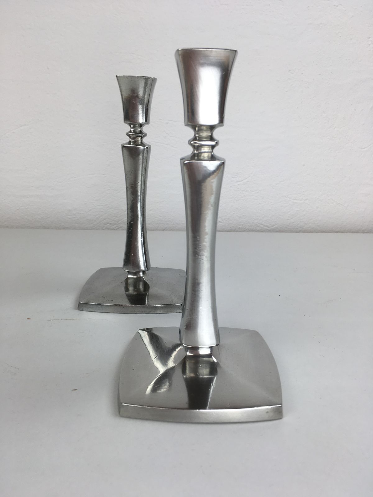 Set Of Two Danish Just Andersen Pewter Candle Holders By Just Andersen 1940's photo furniture