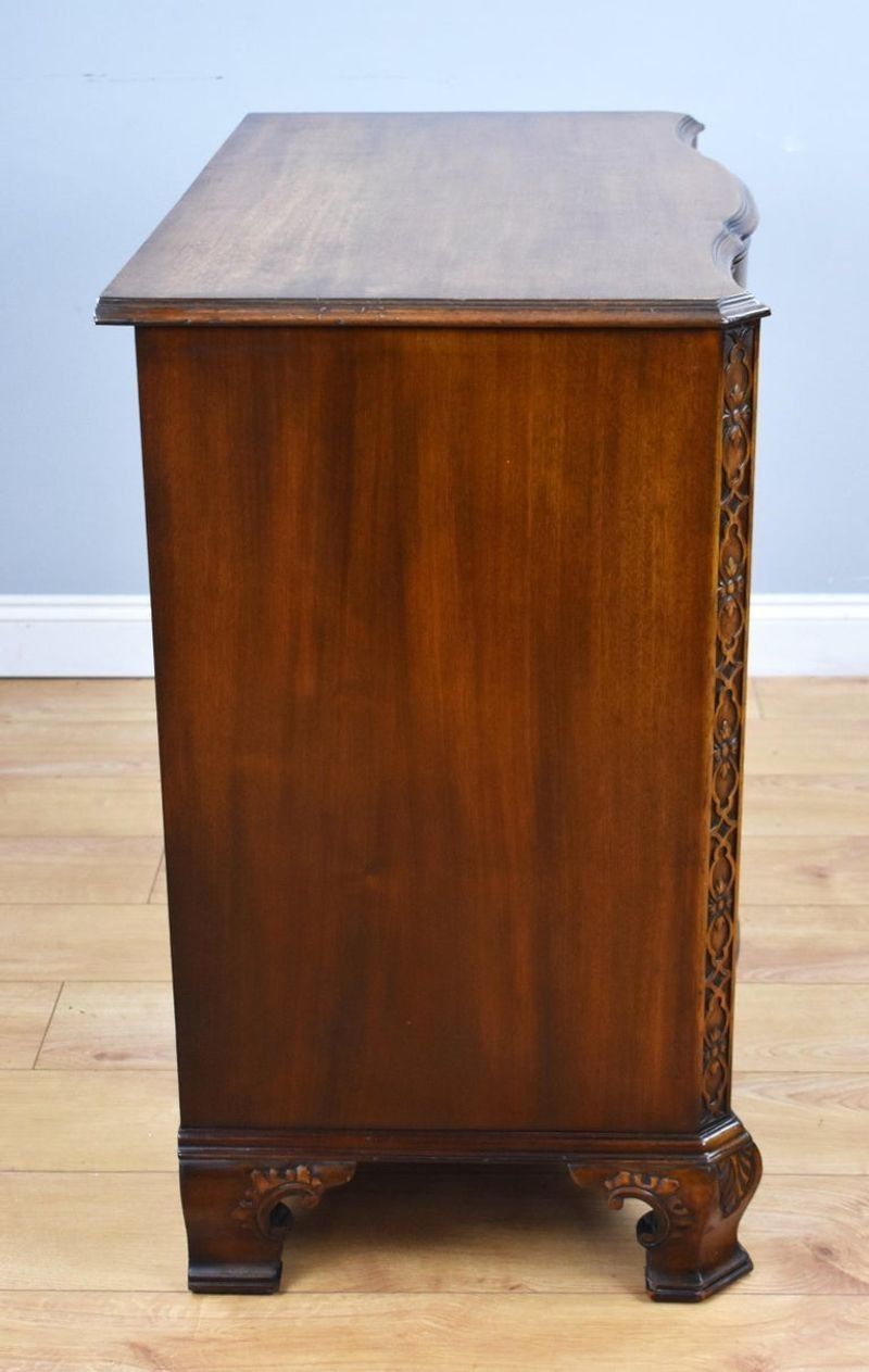George III Style Waring And Gillow Mahogany Serpentine Fronted Chest Of Drawers photo vintage