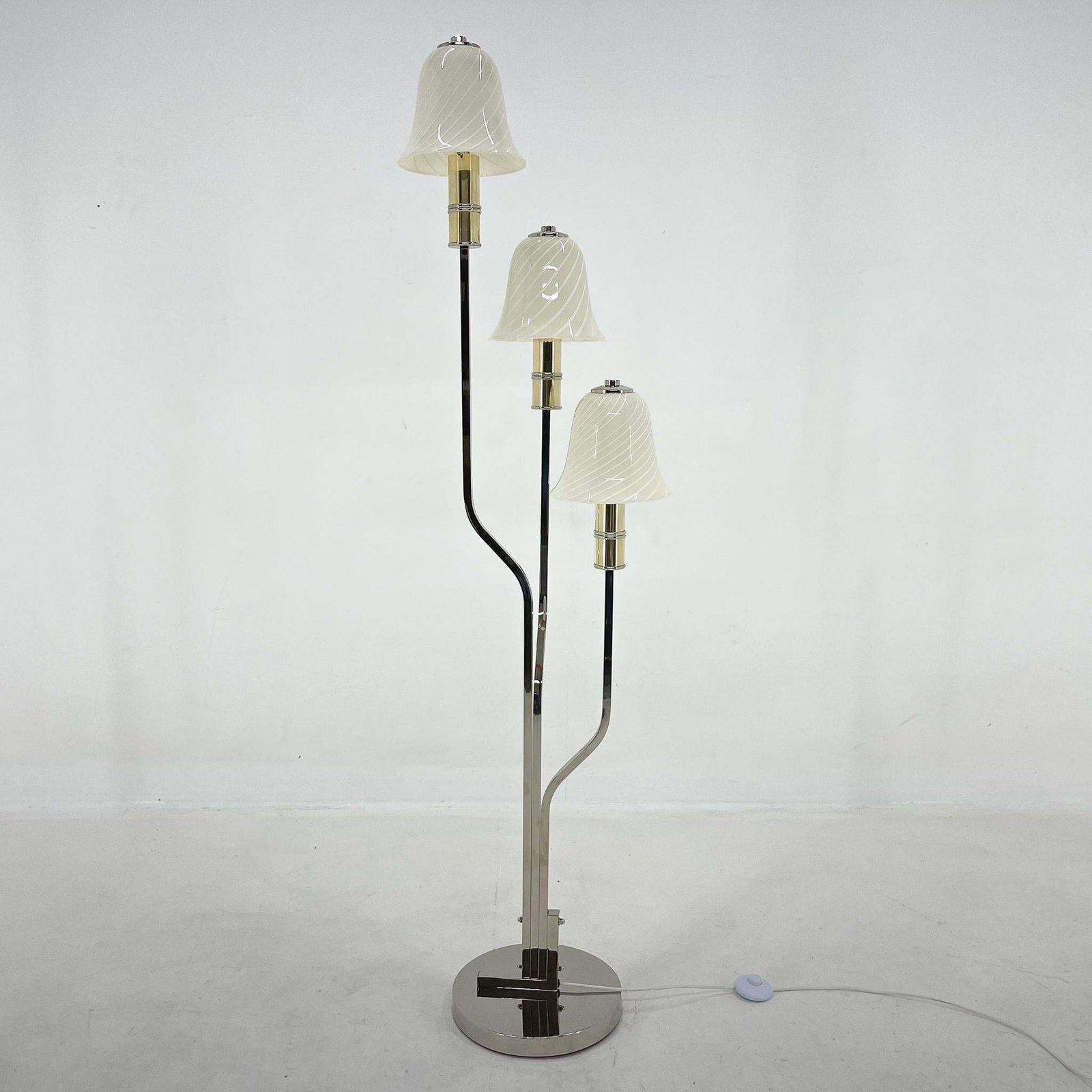 Rare Italian Chrome & Murano Glass 'Magic Mushrooms' Floor Lamp, 1970's photo furniture
