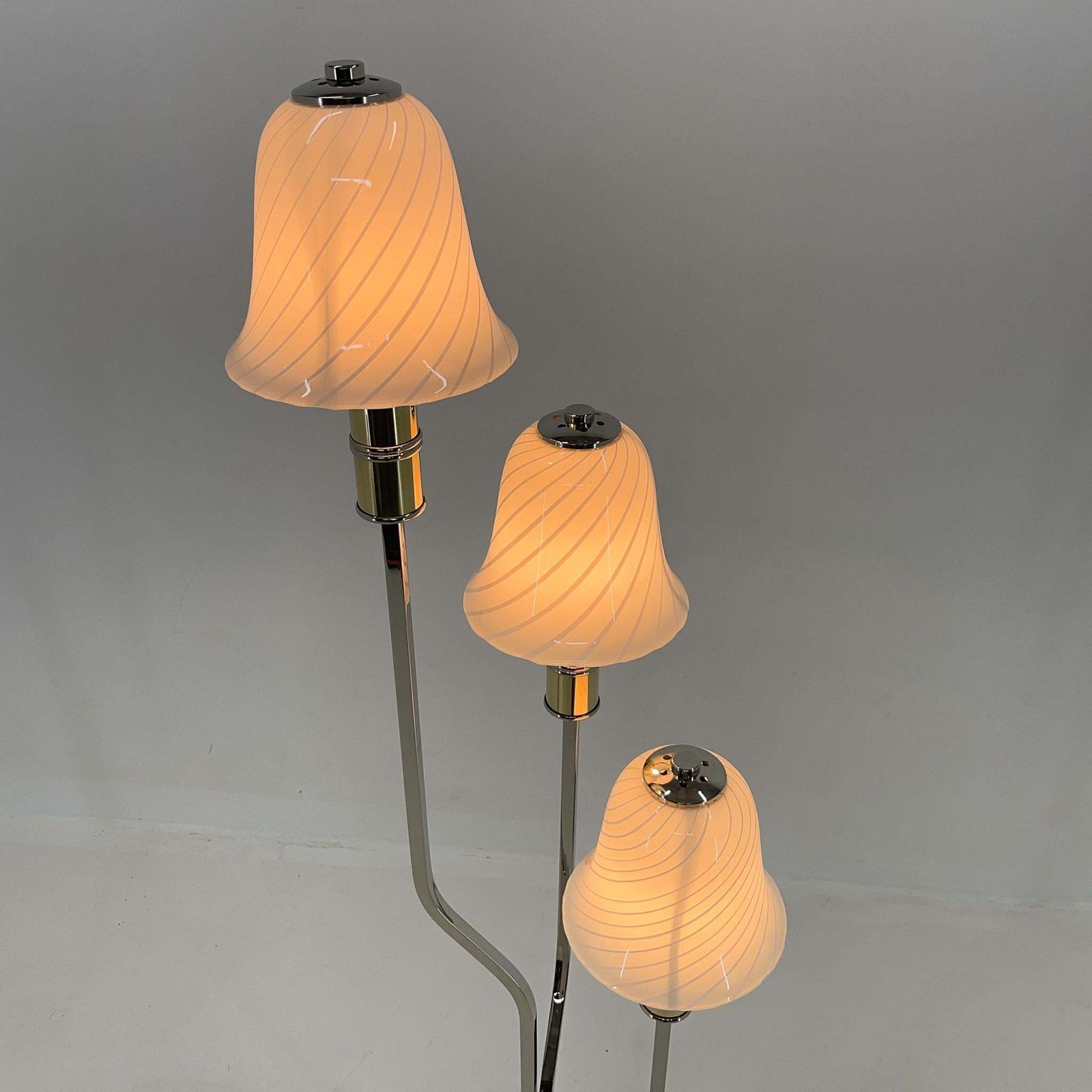 Lighting Rare Italian Chrome & Murano Glass 'Magic Mushrooms' Floor Lamp, 1970's photo