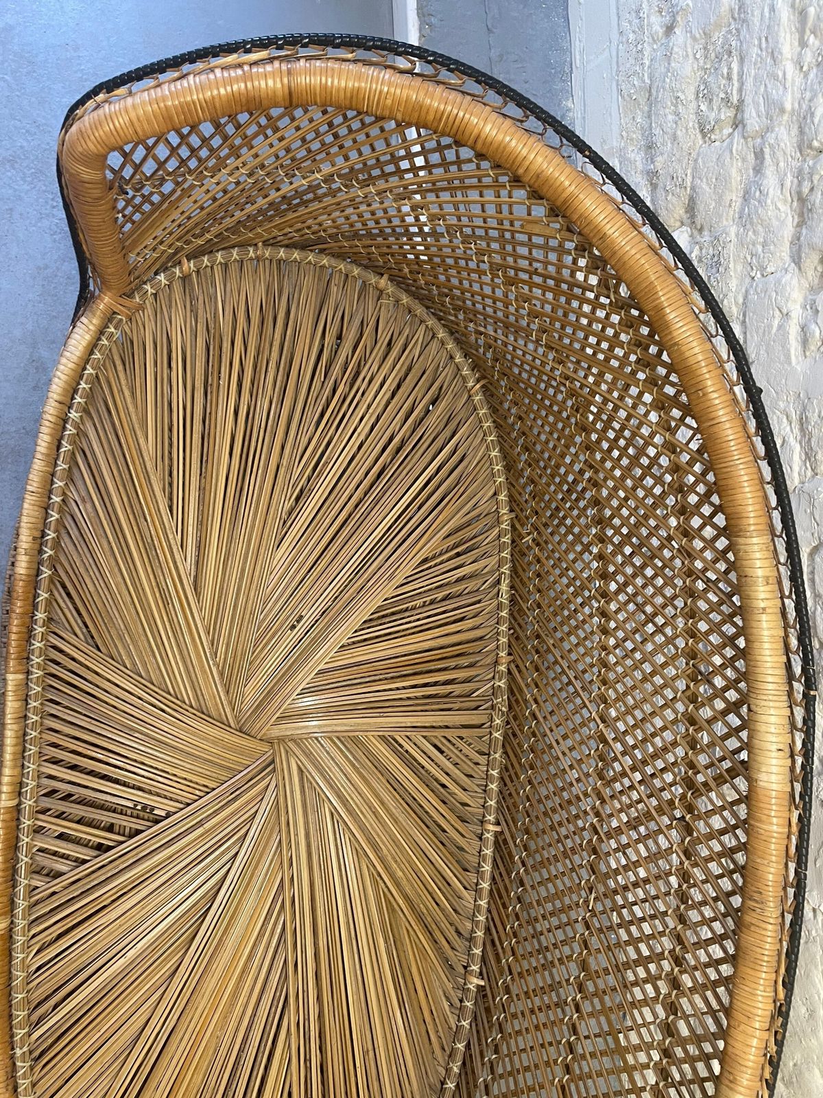 Wicker Loveseat Sofa Boho Tiki photo buy