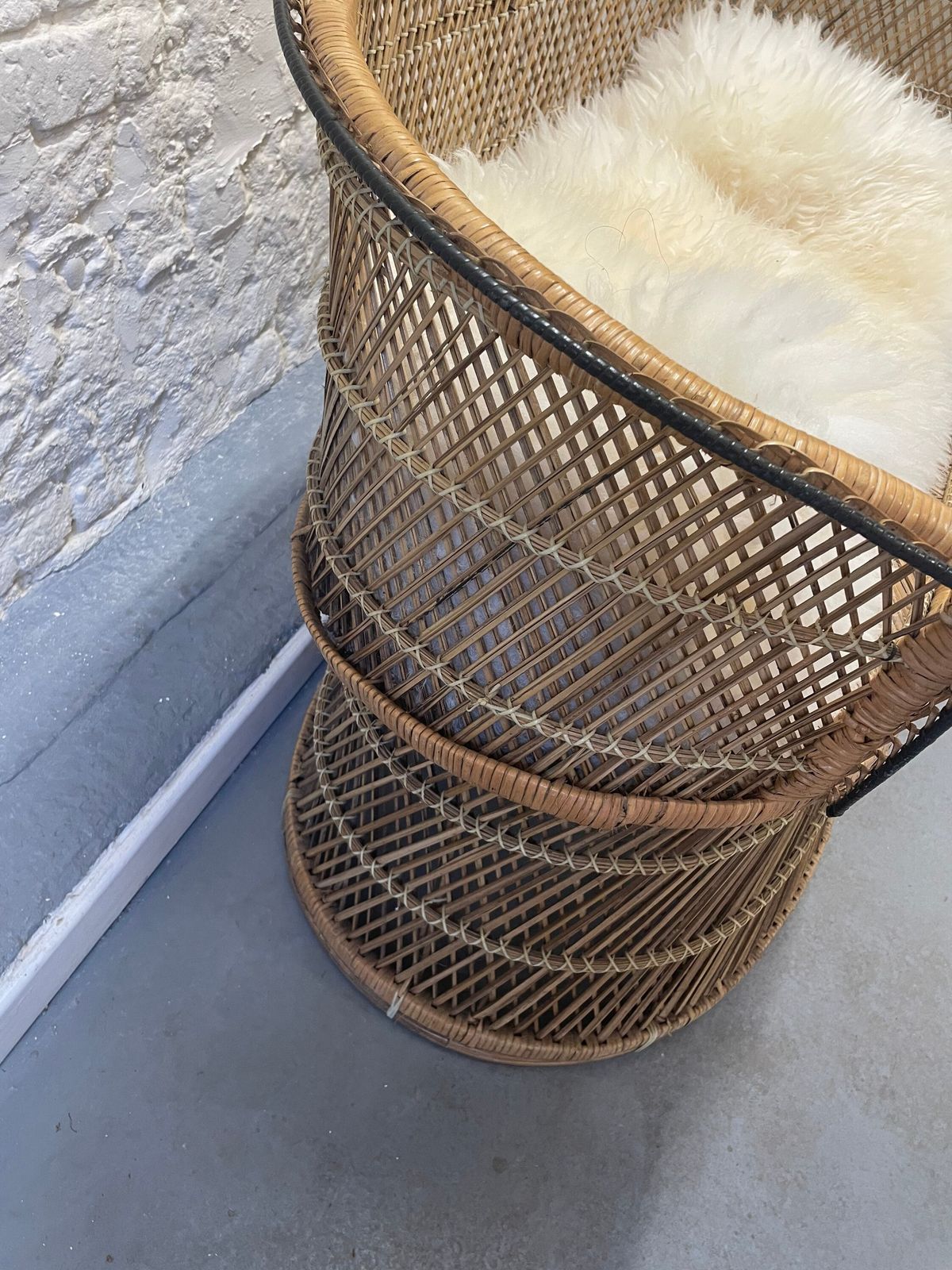 Wicker Loveseat Sofa Boho Tiki photo vintage