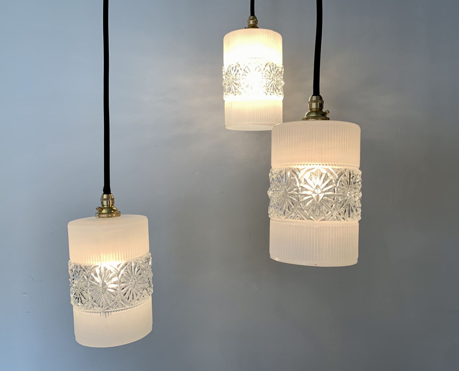 300.0 Mid Century Teak And Glass Cascade Chandelier C.1960's, Rewired And Ready To Be Placed. photo