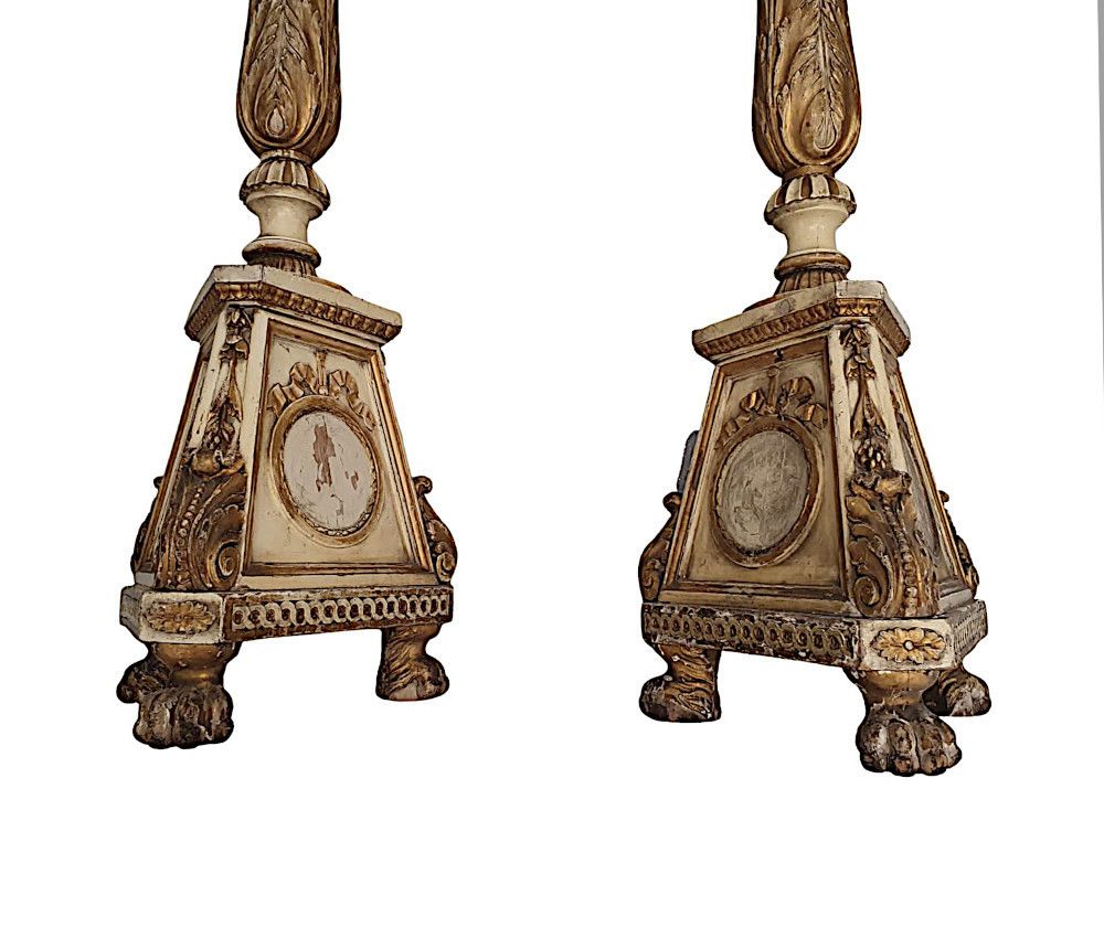 A Very Rare And Unusual Pair Of 19th Century Parcel Gilt Torcheres photo Home Decor