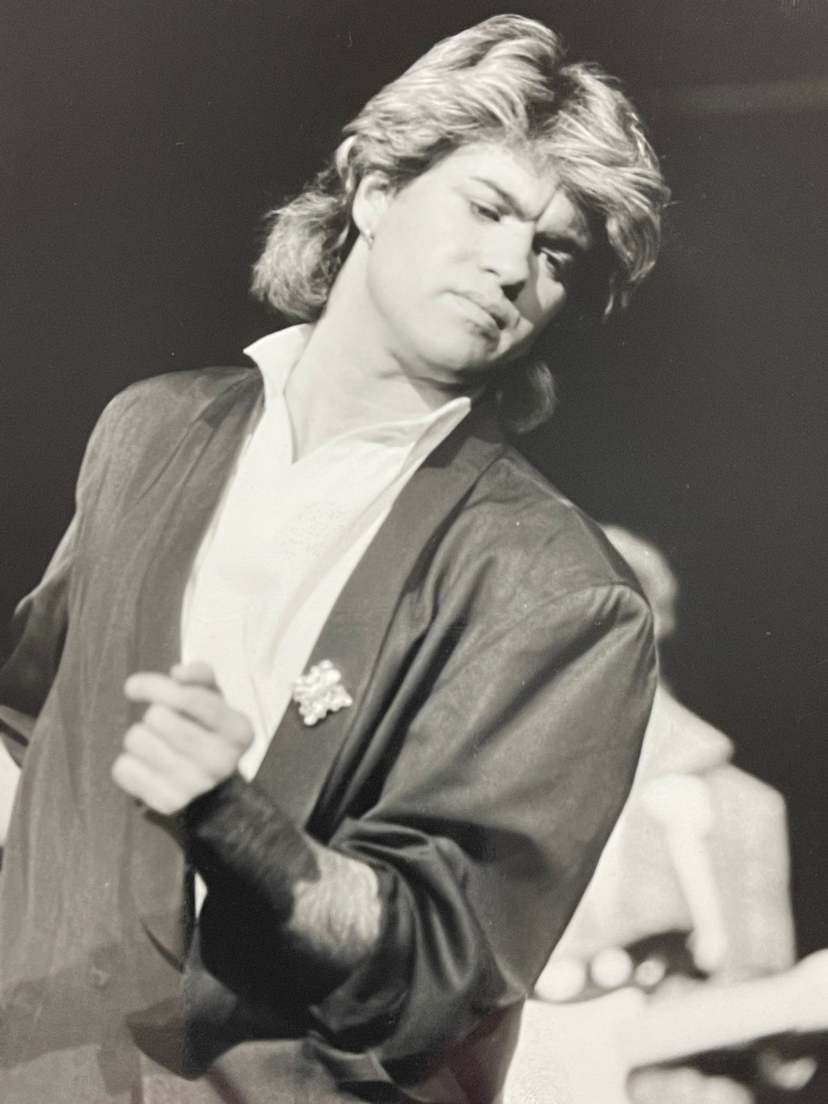 Original Black And White Press Photo Of George Michael Of Wham During The Latter's Tour Of China In 1985. Photographer: Neal Preston. photo furniture