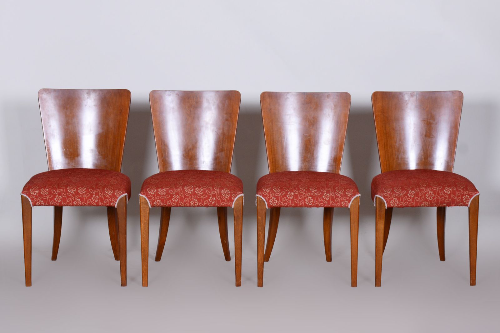 Czech Art Deco Chairs, 4 Pcs, Designed By Jindrich Halabala   Up Zavody, 1940s photo for sale