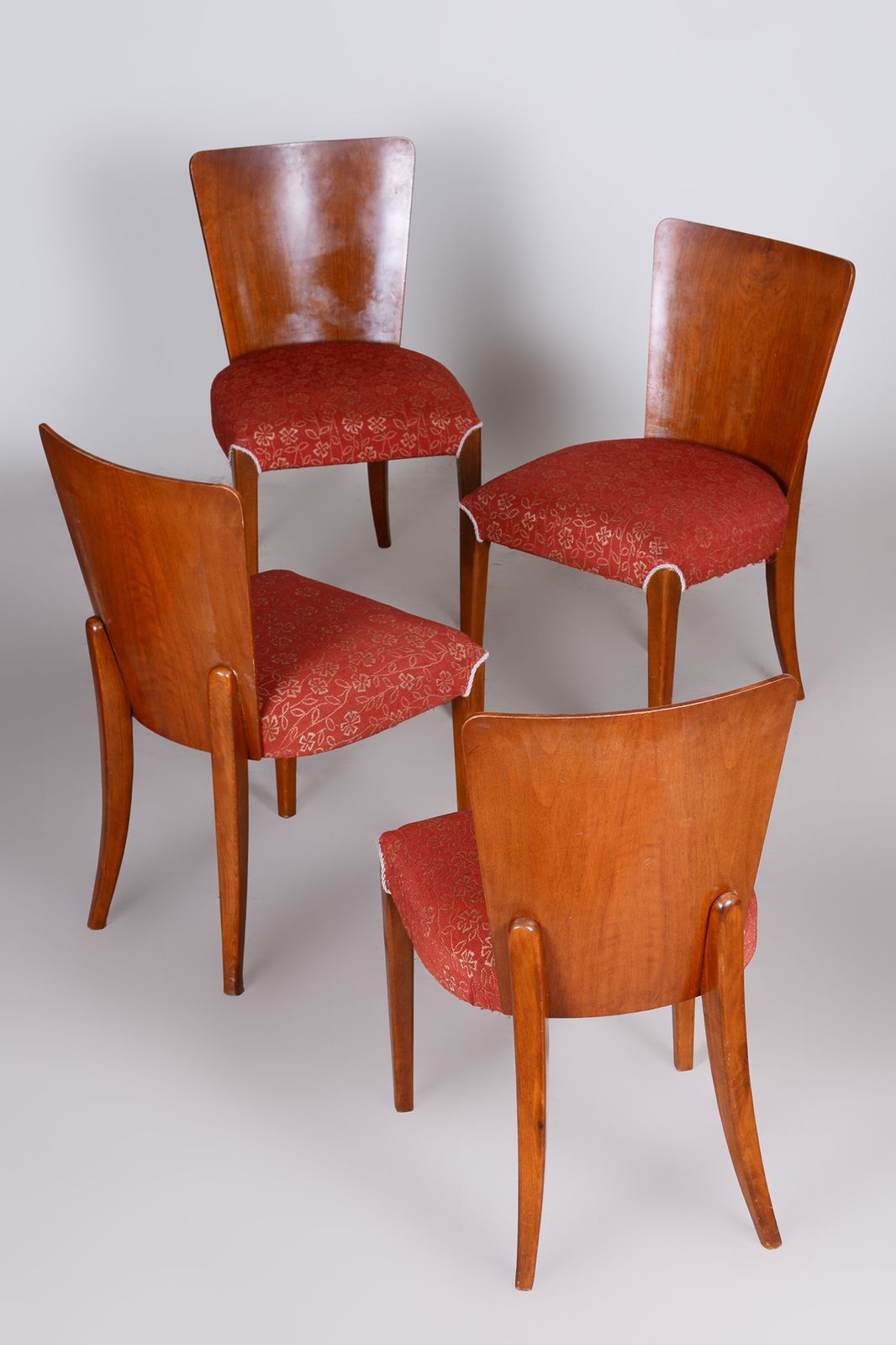 Czech Art Deco Chairs, 4 Pcs, Designed By Jindrich Halabala   Up Zavody, 1940s photo 900.0