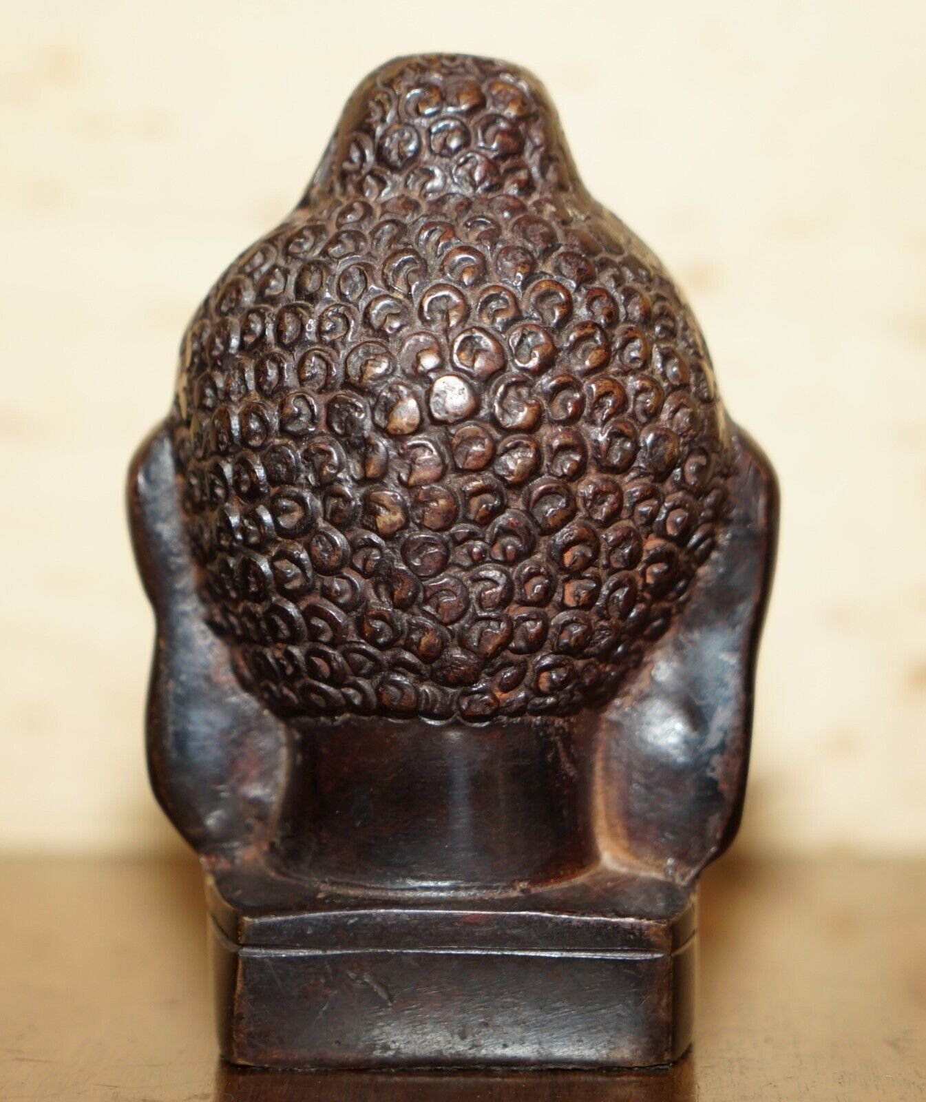 Lovely Pair Of Indonesian Bronzed Buddha Heads Very Decorative Lovely Patina photo buy