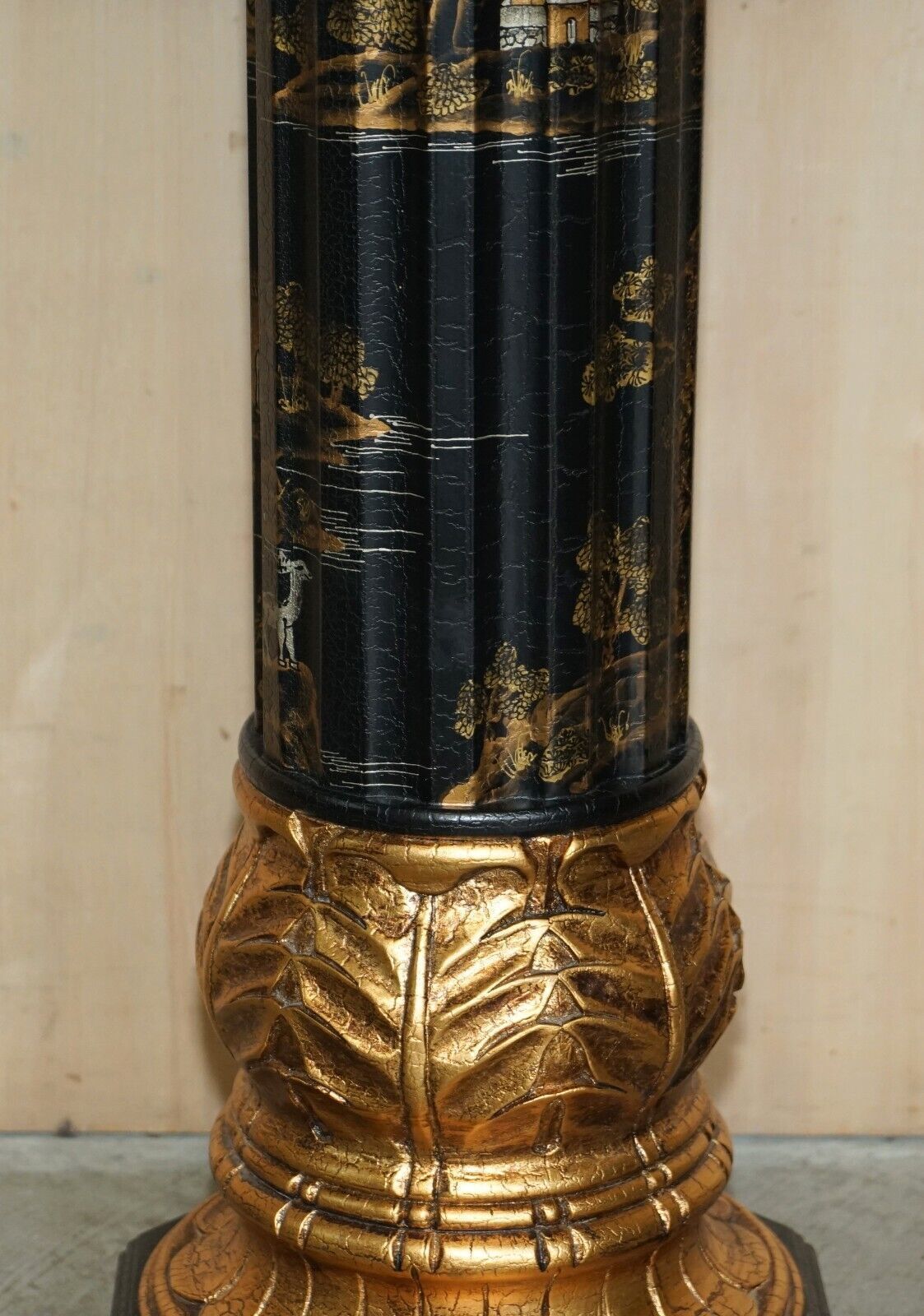 Pair Of Neoclassical Style Chinese Chinoiserie Lacquered Torcheres Columns photo 2950.0