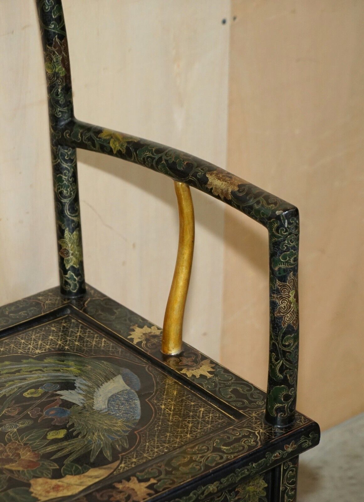 photo furniture Chinese Antique Export Circa 1900 Lacquered & Painted Ming Style Armchair
