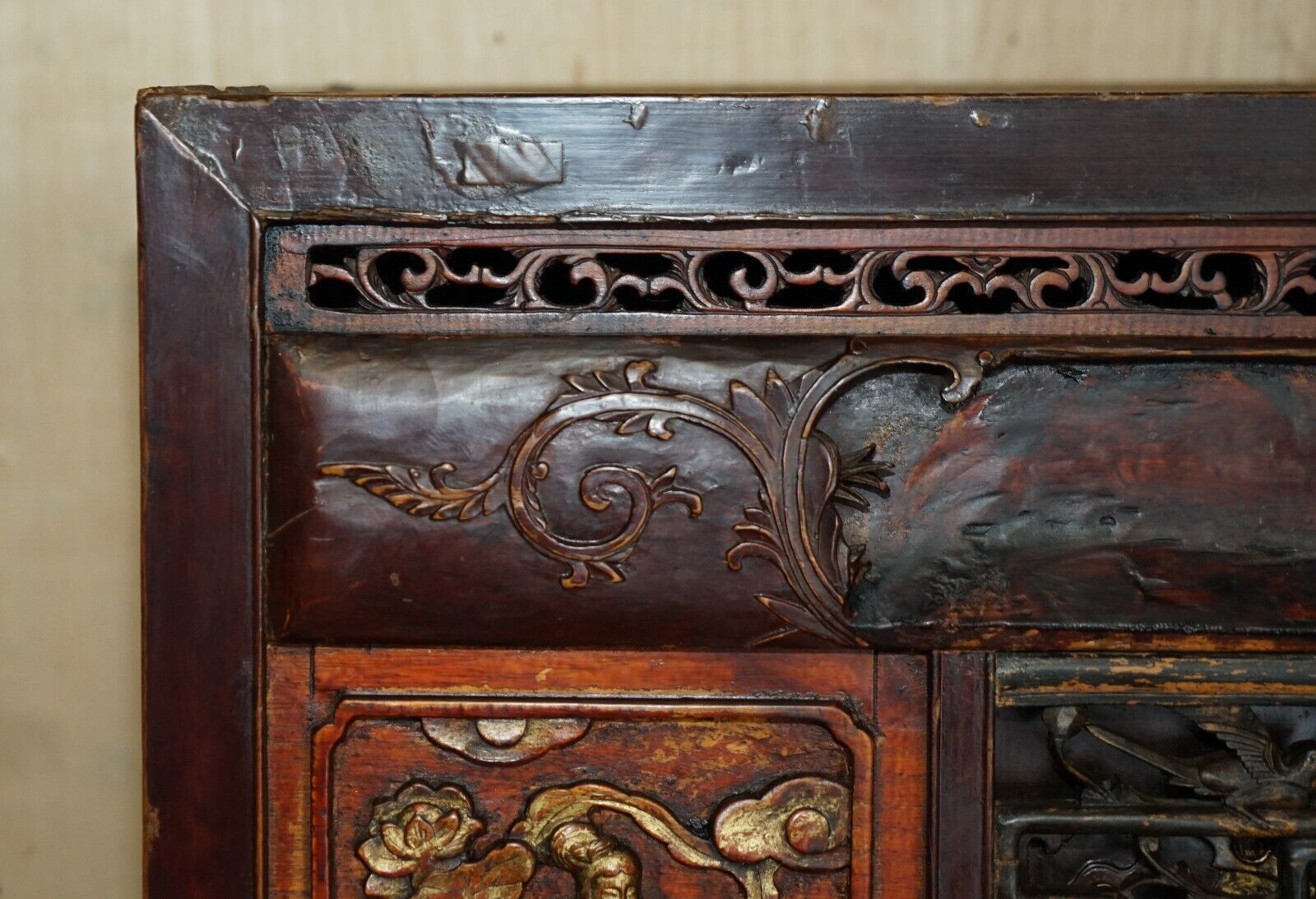 Antique Circa 1860 Chinese Hand Painted Wedding Cabinet Housekeepers Cupboard photo 5750.0