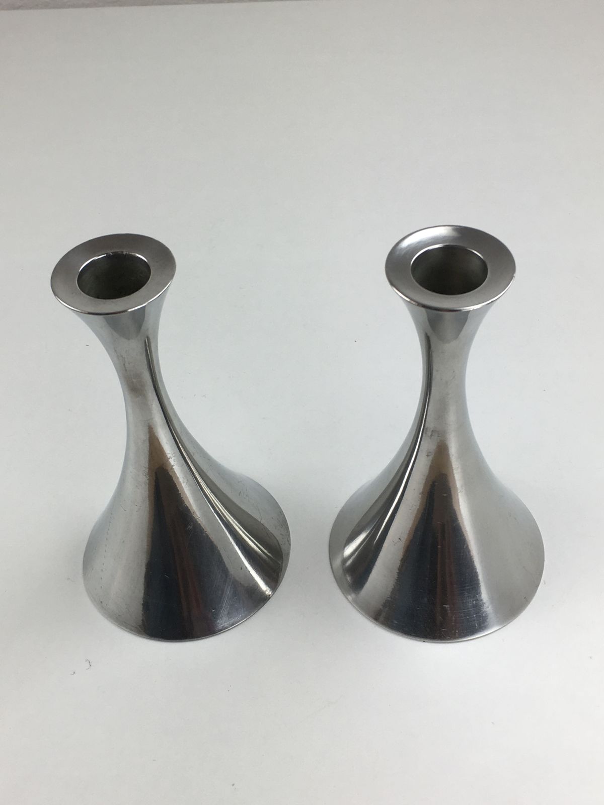 Set Of Two Danish Just Andersen Circular Pewter Candle Holders 1940's photo Home Decor