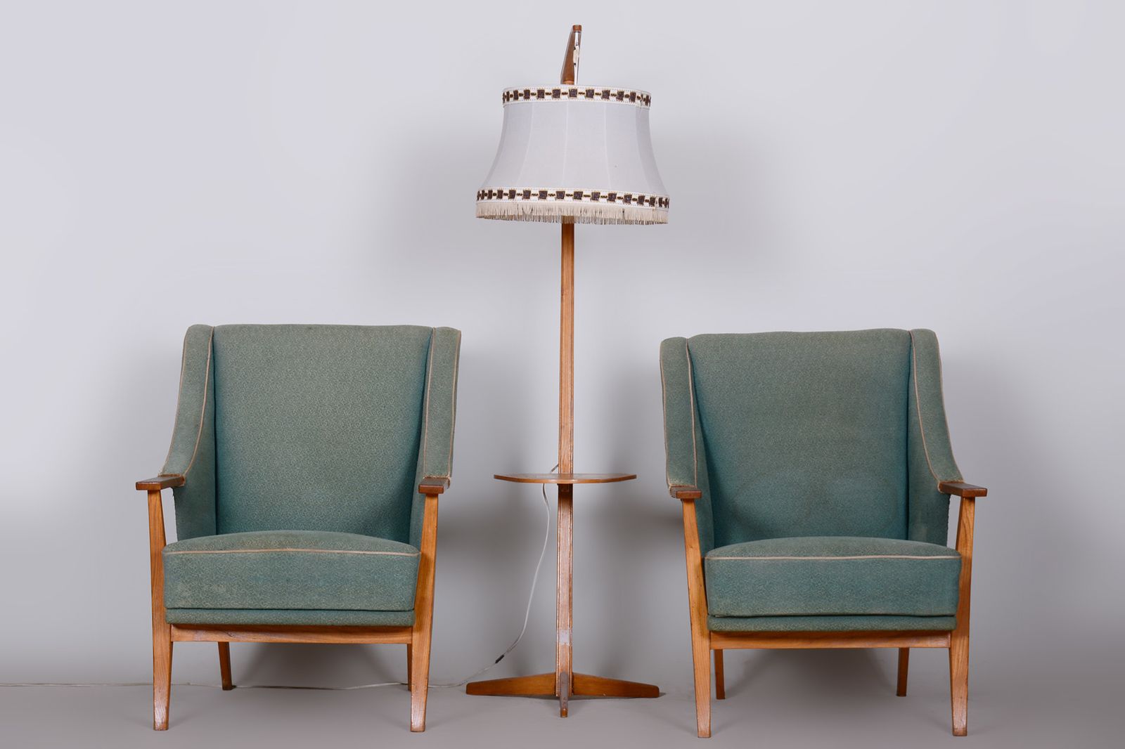 photo furniture Pair Of Unique Green Beech Artdeco Armchairs Made In 1940s, Denmark
