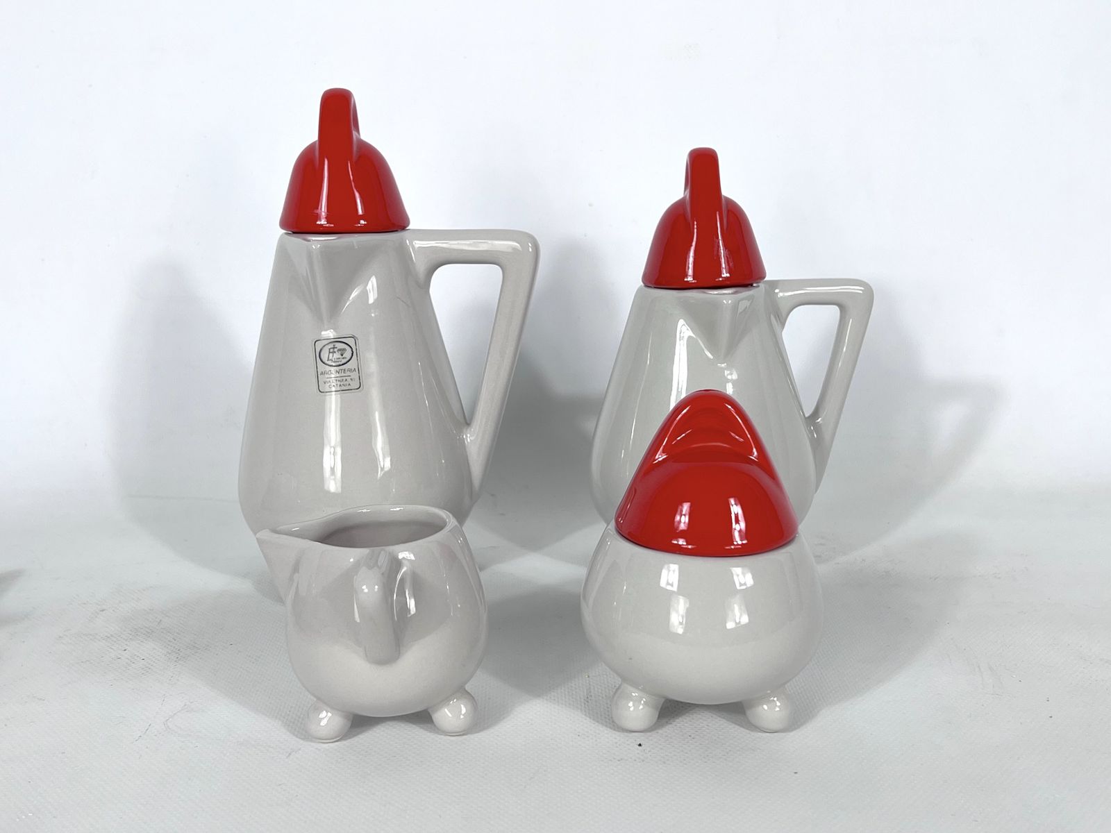 Ceramic Coffee Set By Mas For Memphis Milano, 1980s, Set Of 11 photo vinterior