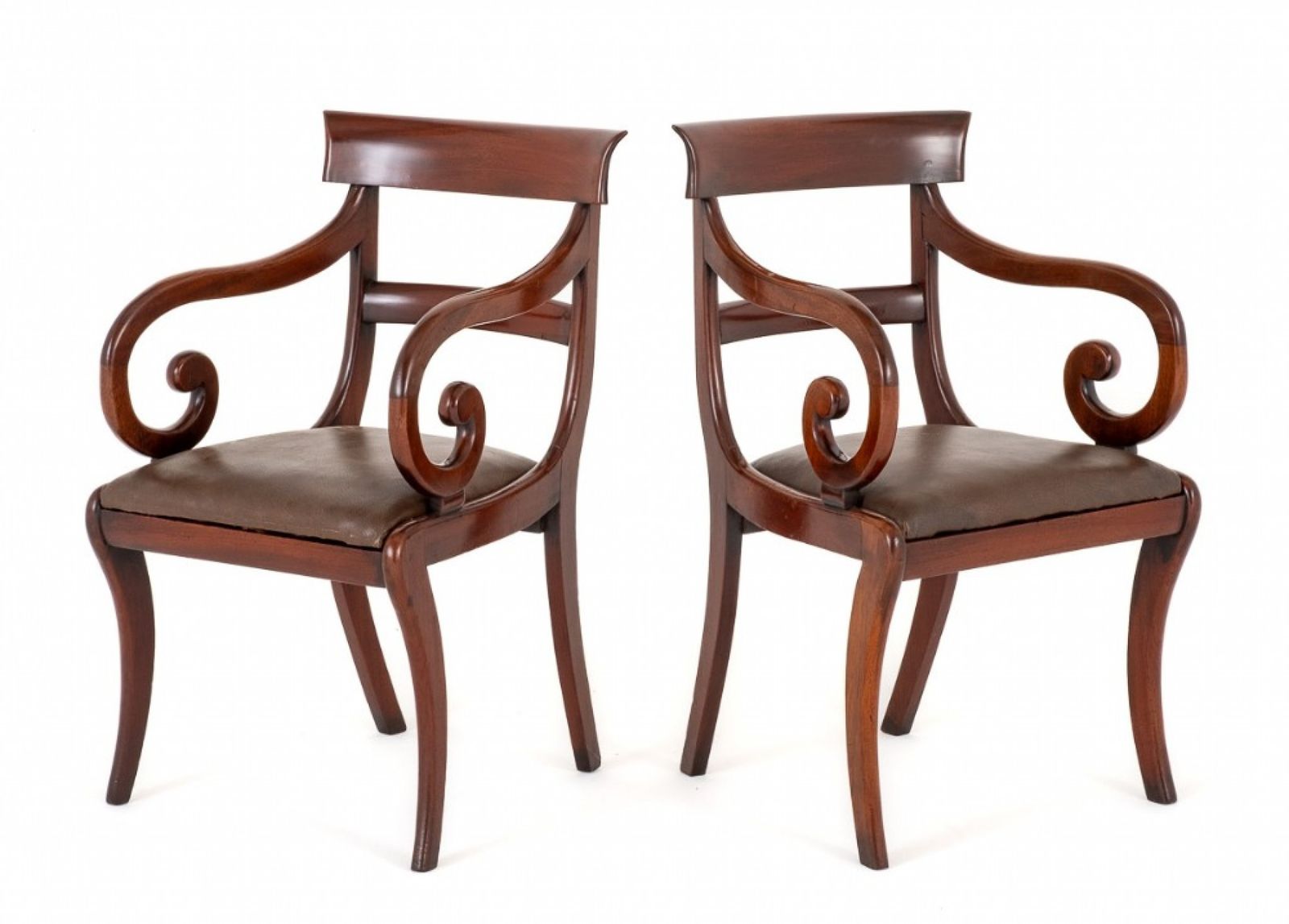 Pair Regency Elbow Chairs Mahogany Period Furniture photo for sale