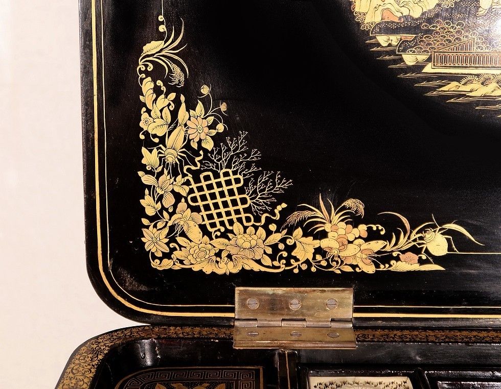 Home Decor Worker In Blackened Wood With Asian Decoration, Napoleon III Period, Mid 19th Century photo