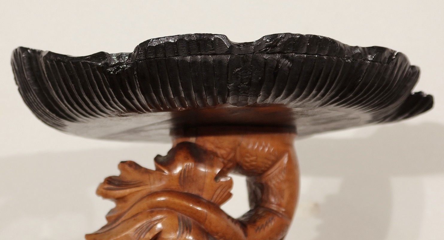 "Eros Riding A Dolphin" Harness In Natural Wood And Blackened Wood, Napoleon III Style, 19th Century photo 2657.4