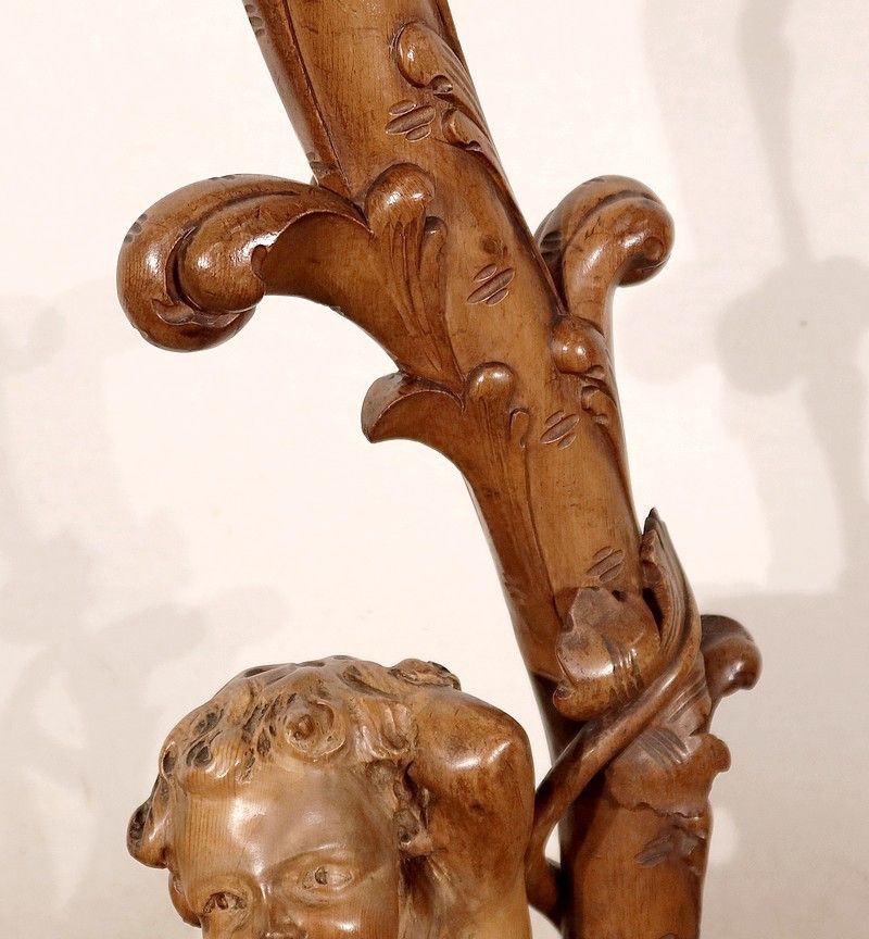 "Eros Riding A Dolphin" Harness In Natural Wood And Blackened Wood, Napoleon III Style, 19th Century photo vintage