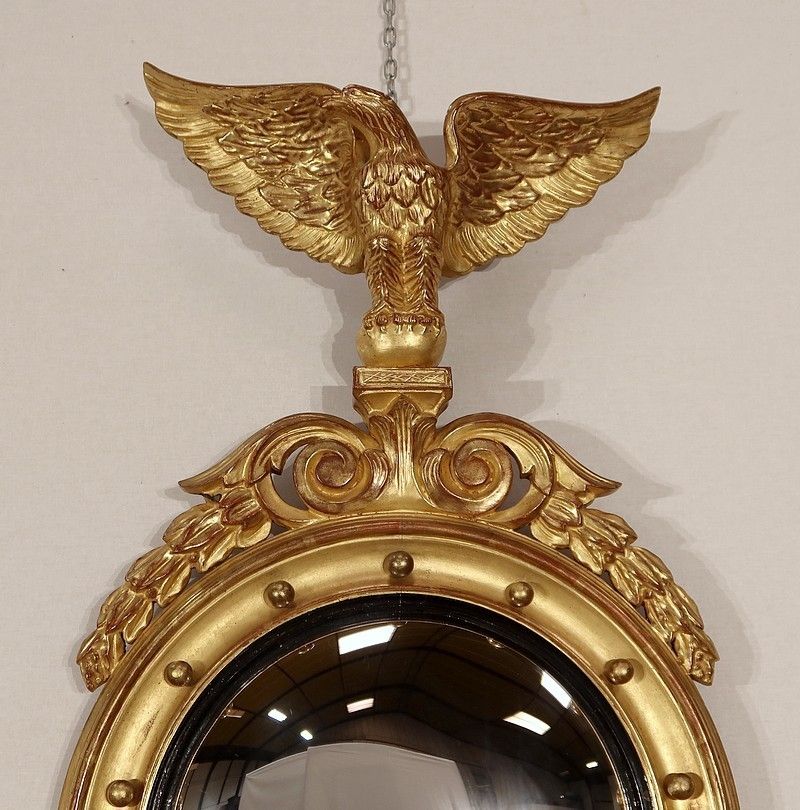 Witch Mirror In Golden Wood, Empire Style, 20th Century photo Home Decor