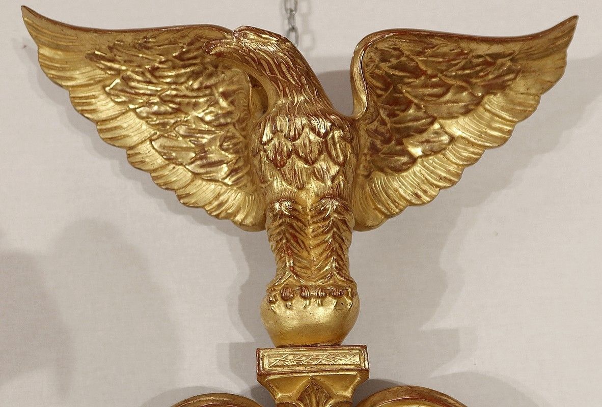 Witch Mirror In Golden Wood, Empire Style, 20th Century photo 2925.2