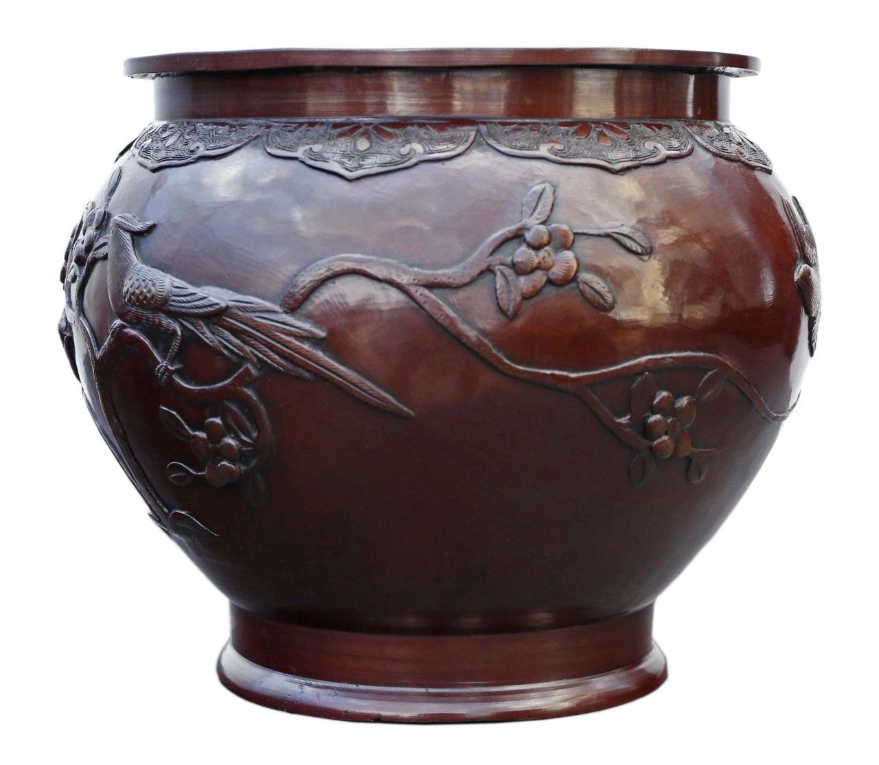 Antique Large Quality Oriental Japanese Bronze Jardinière Bowl Censor Planter Meiji Period photo Garden Decor