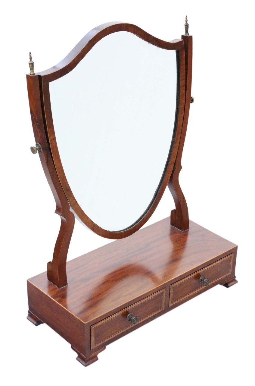Antique Quality 19th Century Mahogany Shield Dressing Table Swing Mirror photo furniture