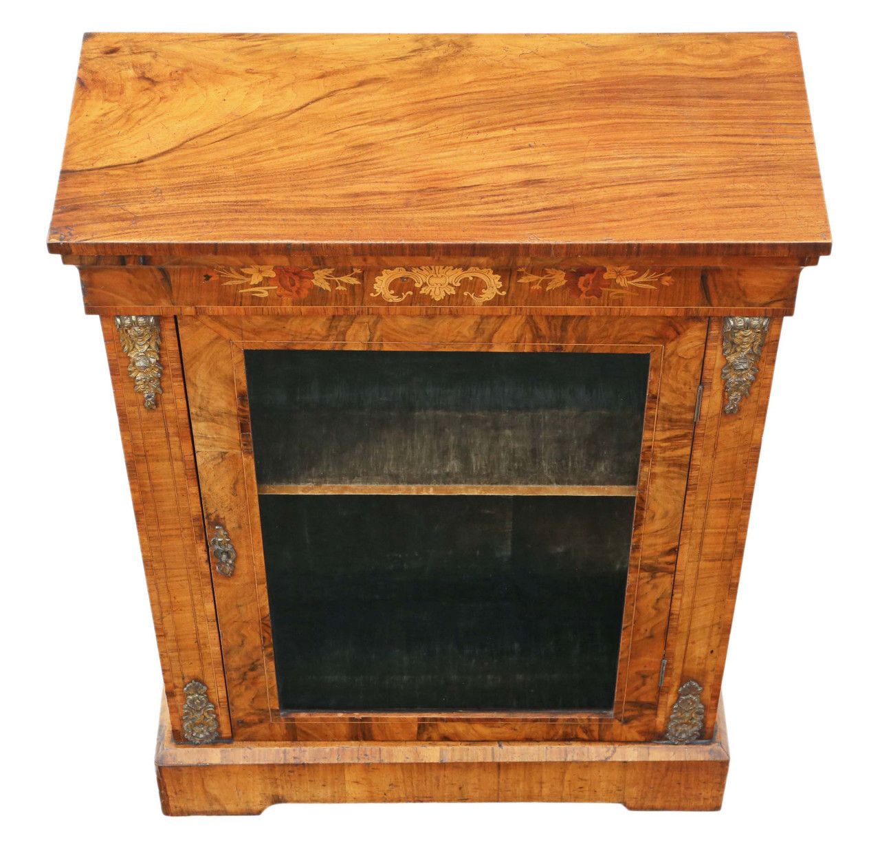 Antique C1880 Quality Inlaid Burr Walnut Pier Display Cabinet C1880 photo Furniture