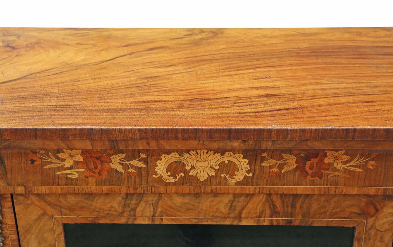 Antique C1880 Quality Inlaid Burr Walnut Pier Display Cabinet C1880 photo buy