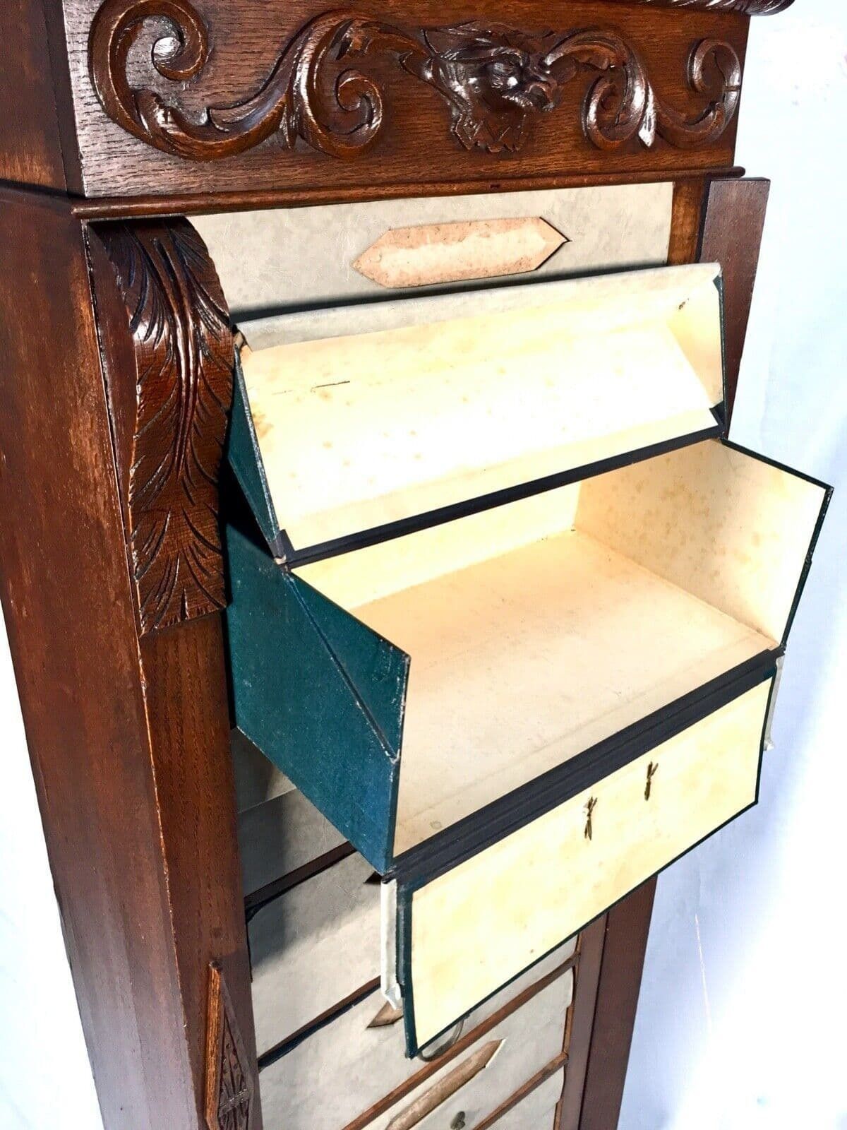 Furniture Antique Oak French Filing Cabinet / Chest Of Drawers / Cartonnier / 19th Century photo
